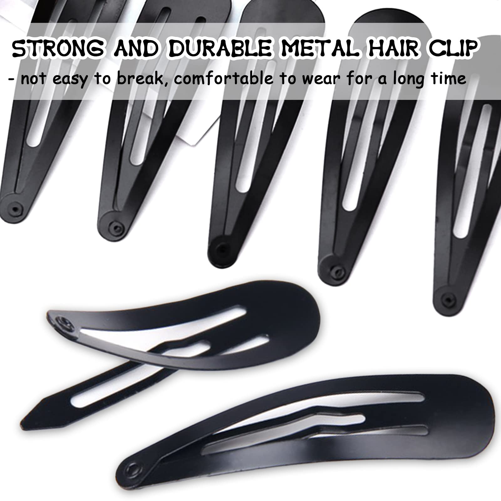ExceLife 3.1 Inch Large Metal Snap Hair Clips - 20 Pcs No Slip Jumbo Hair Clips for Women & Girls - Strong Hold Hair Pins for Thick Hair, DIY Crafts & Styling - 8cm Black Hair Accessories for Everyday Use, Work & Special Occasions