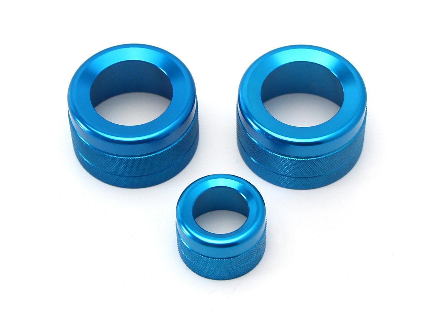 3PCS Blue AC Climate Control Radio Volume Knob Ring Covers for BMW 5 6 7 Series - Premium Car Interior Accessories for Enhanced Style & Comfort (Fits E60 E63 E64 E65 E66 Models) - Perfect for Customizing Your BMW Dashboard & Protecting Knobs from Wear