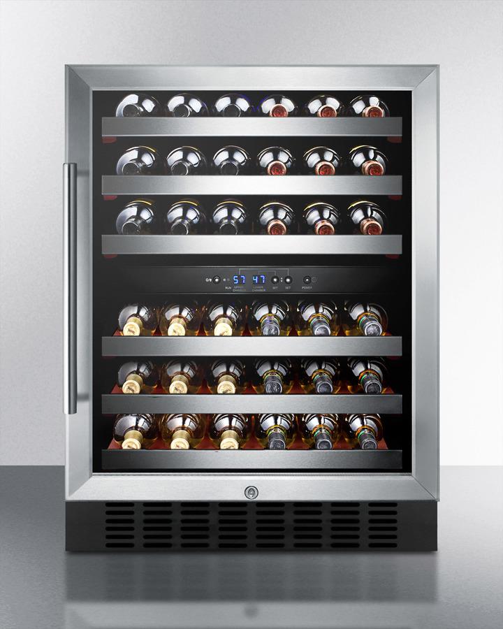 Summit 46 Bottle Dual Zone Built-In Wine Cooler - SWC530BLBISTCSSADA - Perfect for Home Bars, Restaurants & Wine Cellars - Energy Efficient Wine Refrigerator for Red & White Wines
