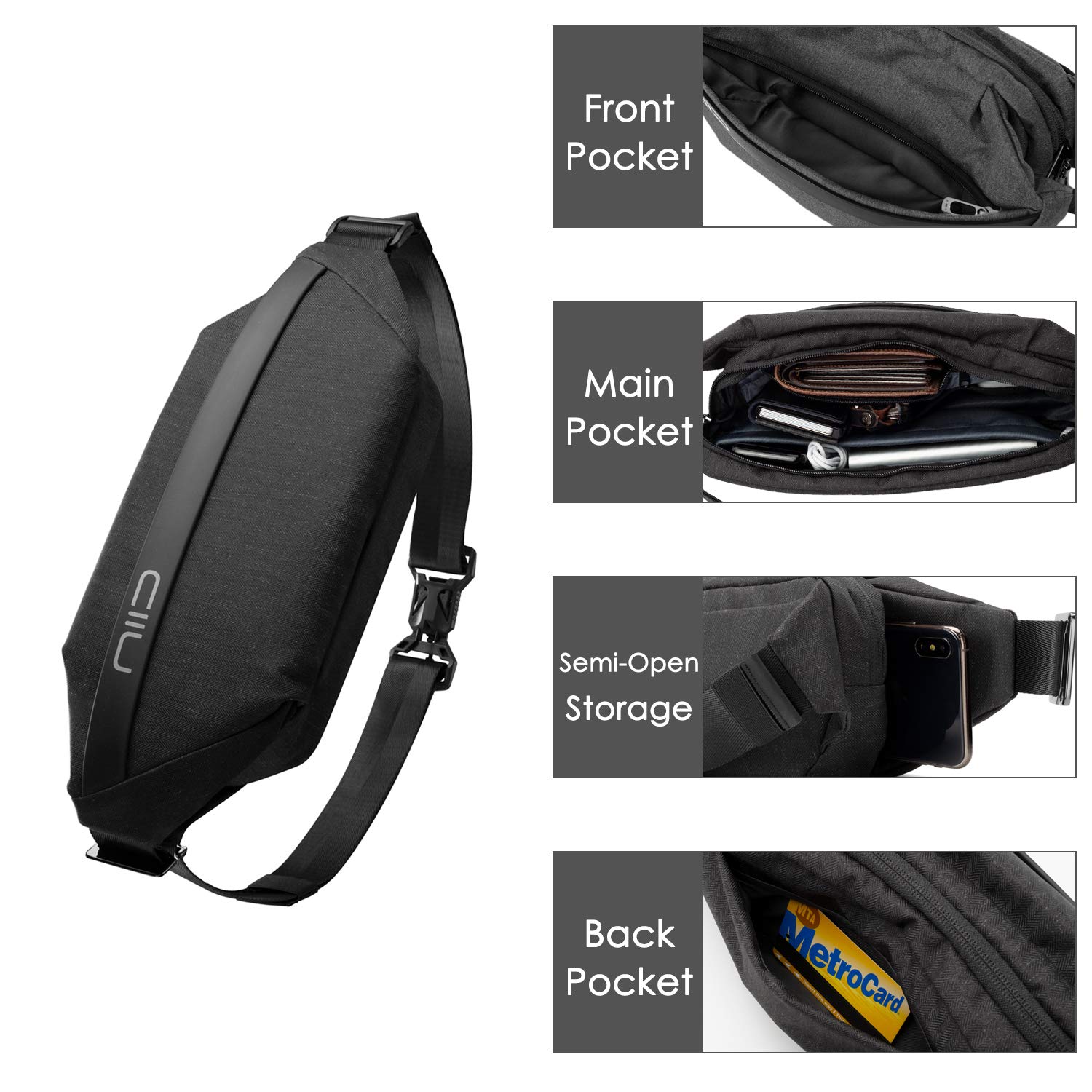 NIID Waterproof Sling Shoulder Bag - Crossbody Chest Pack for Men & Women - Lightweight Daypack for Hiking, Cycling, Travel & Outdoor Activities | Perfect for Gym, Commuting & Daily Use