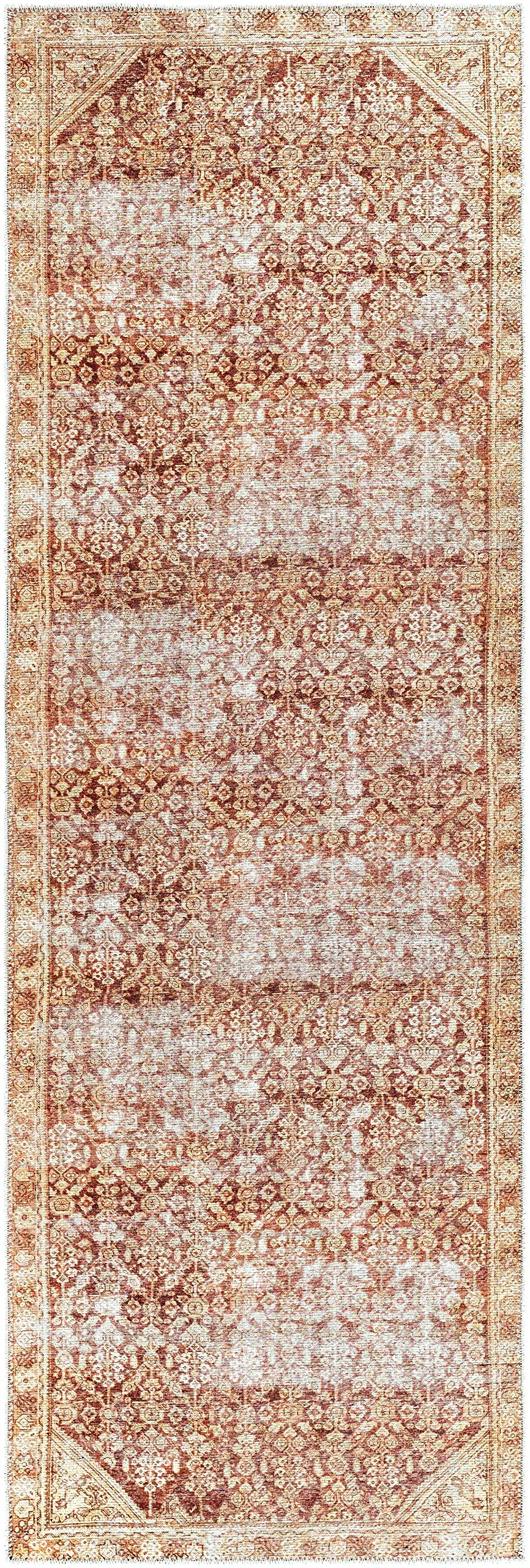 Hauteloom Argao Washable Runner Rug for Hallway & Kitchen - Traditional Brown & Beige - 2'7