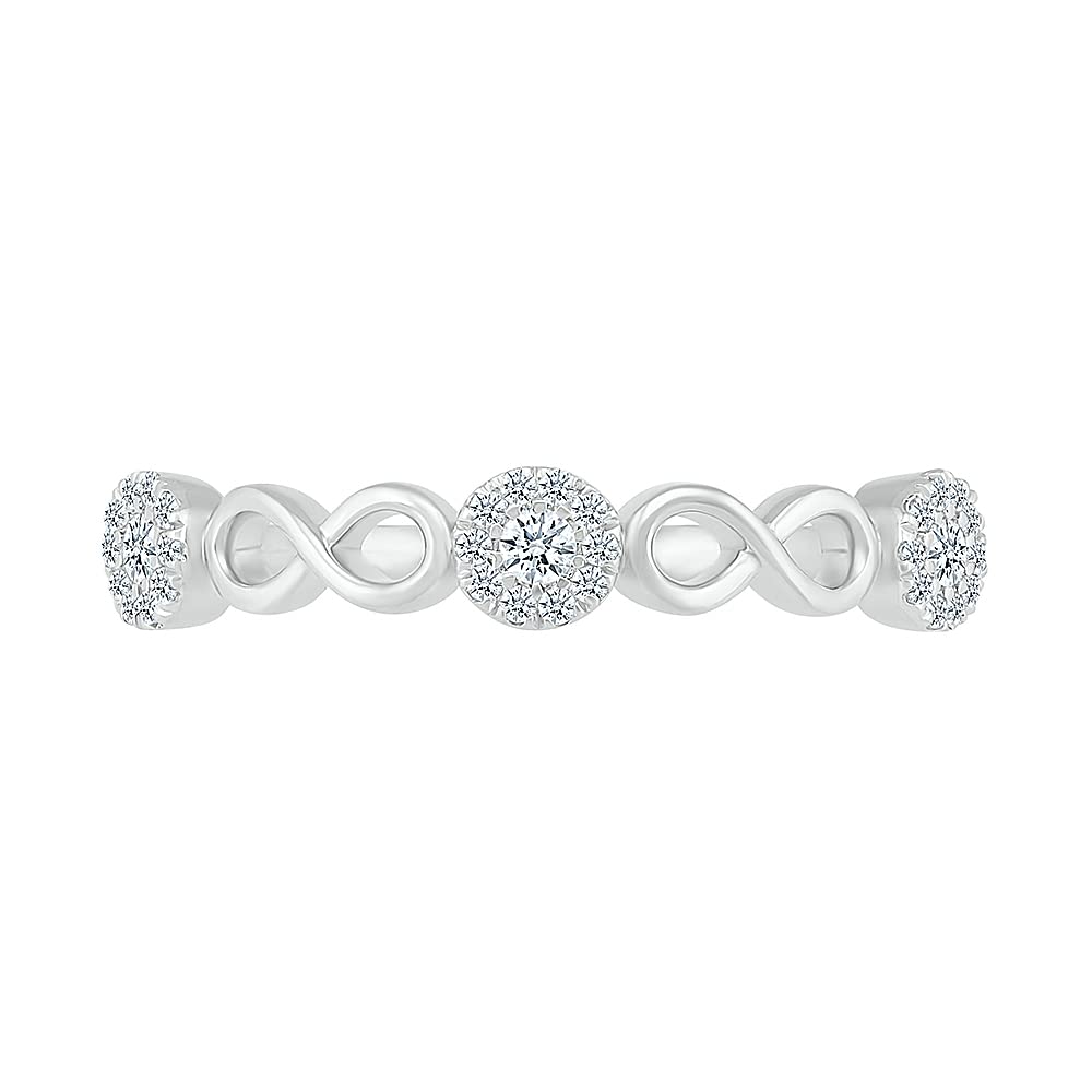 10kt White Gold Round Diamond Classic 3 Stone Ring (1/4 CTTW) - Elegant Engagement, Wedding & Anniversary Jewelry Gift for Women