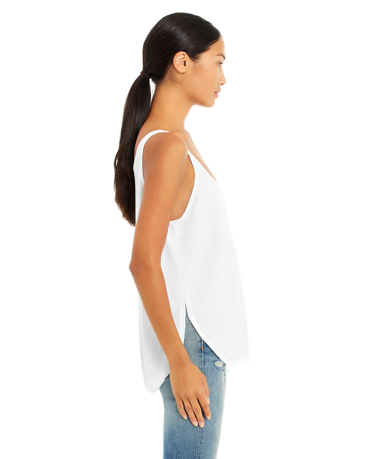 Bella + Canvas B8802 Women's Flowy Side Slit Tank Top - Soft & Breathable Casual Tee for Summer, Yoga, and Beach Wear