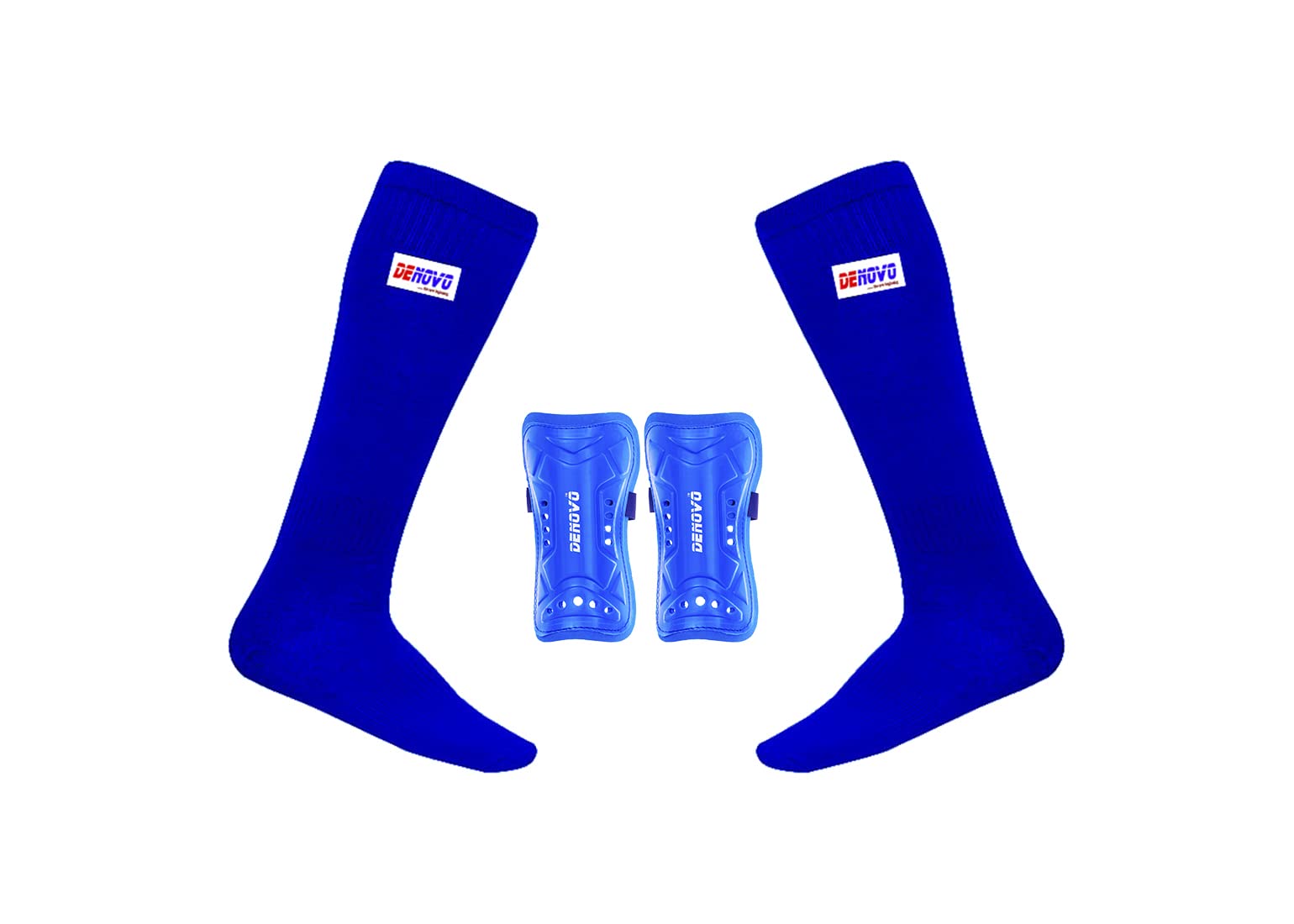 DeNovo New Shin Guard & Lycra Socks Football Kit - Soccer Protective Gear for Youth & Adult Players - Perfect for Training, Matches & Sports Practice
