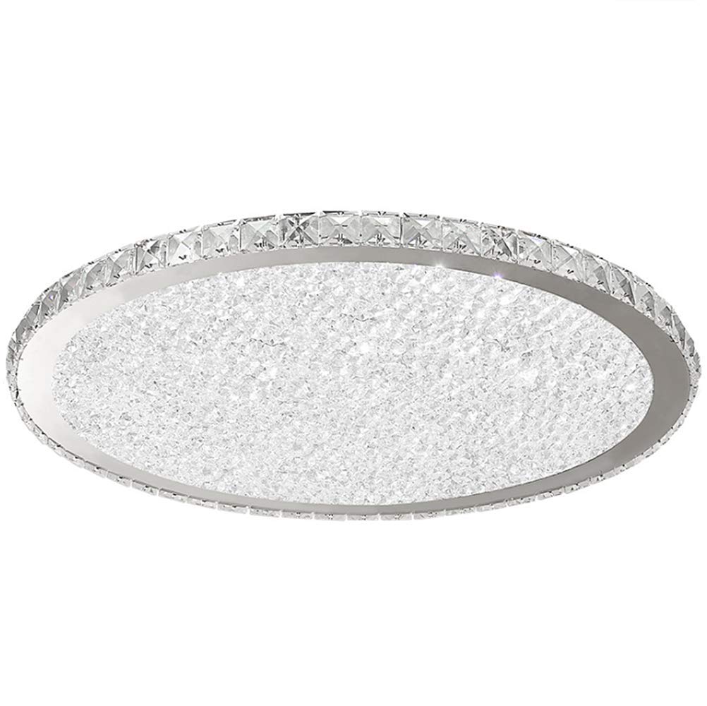 Luxury Modern Crystal Round LED Flush Mount Ceiling Light Fixture - 23.5 Inch White Close to Ceiling Chandelier for Living Room, Bedroom, Dining Room & Restaurant - Perfect for Ambient Lighting and Home Decor
