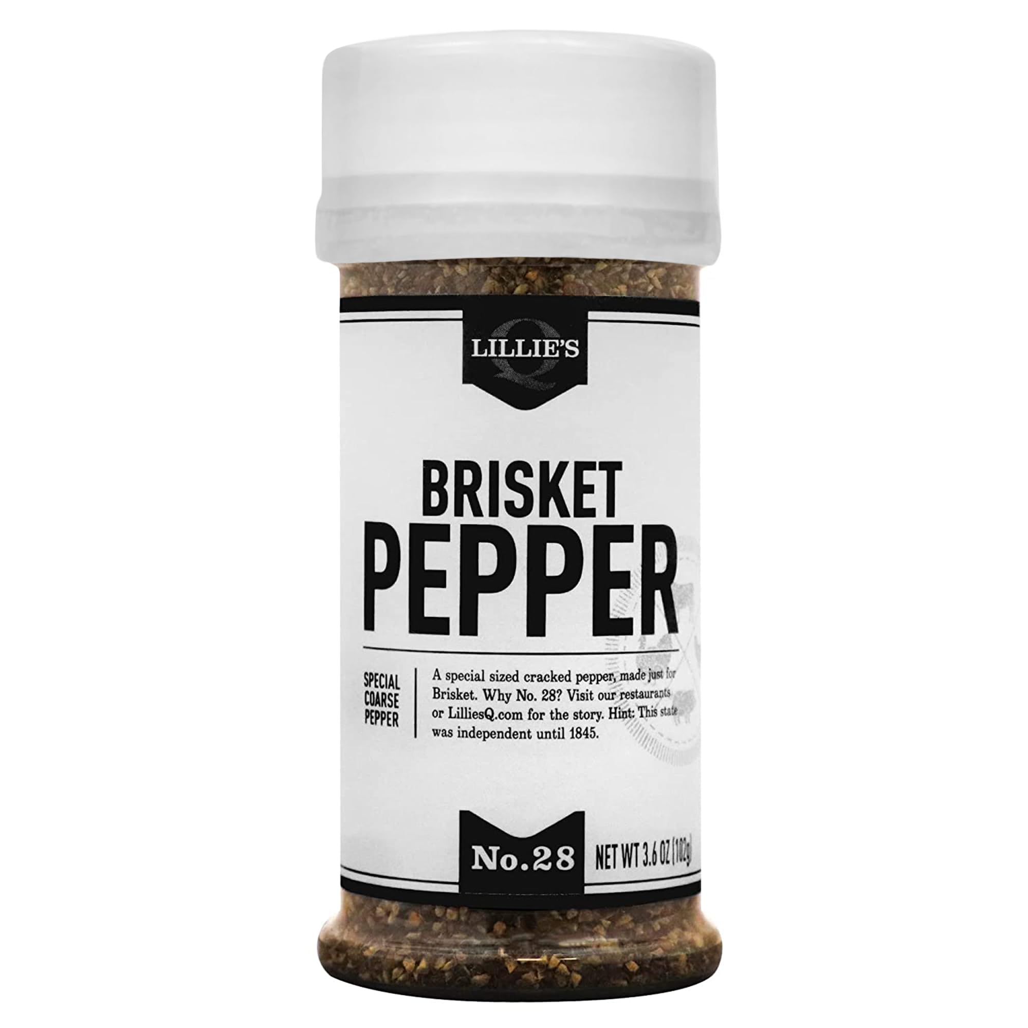 Lillie's Q Texas-Style Brisket BBQ Rub - Cracked Pepper Seasoning for Beef, Lamb & Brisket | Large Pepper Grind | Perfect for Grilling, Smoking & Outdoor Cooking (3.6 oz)