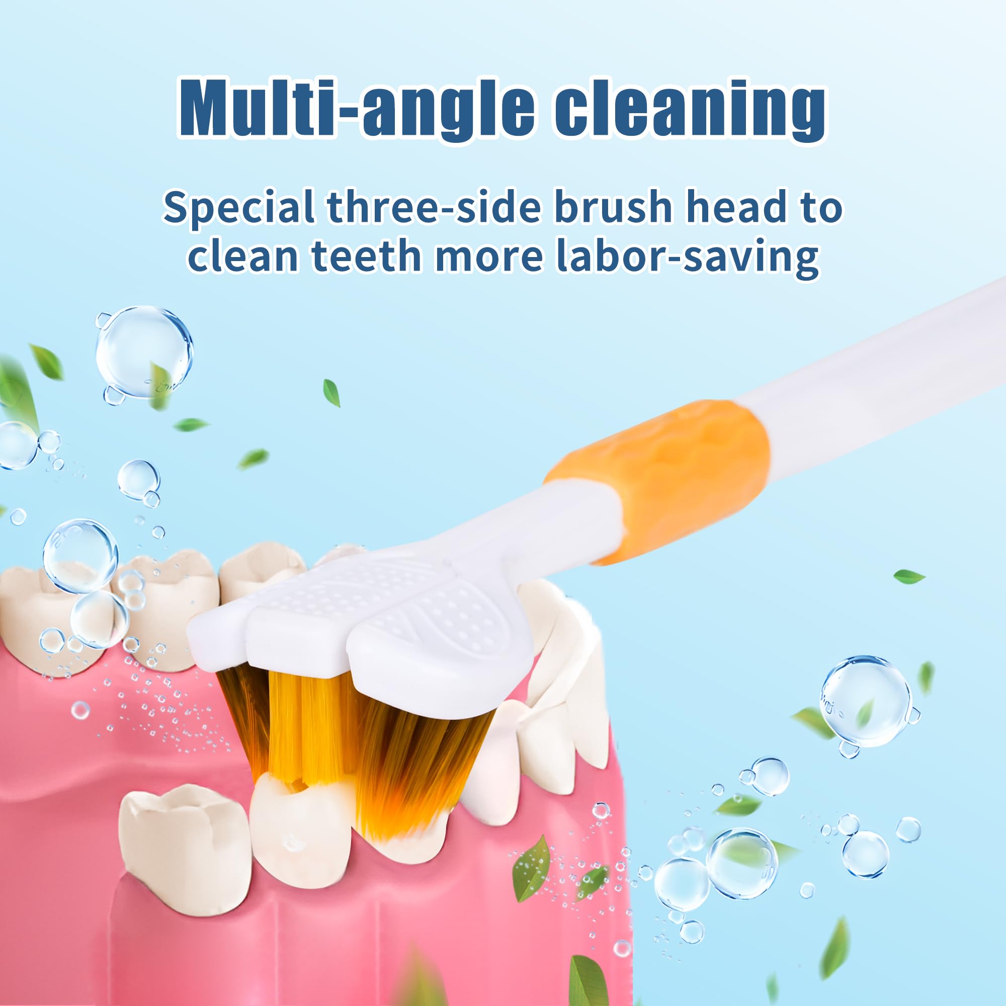 4-Piece Set of Extra Soft 3-Sided Toothbrushes for Adults - Gentle Medium Bristles for Complete Teeth & Gum Care - Perfect for Travel, Home & Office Use