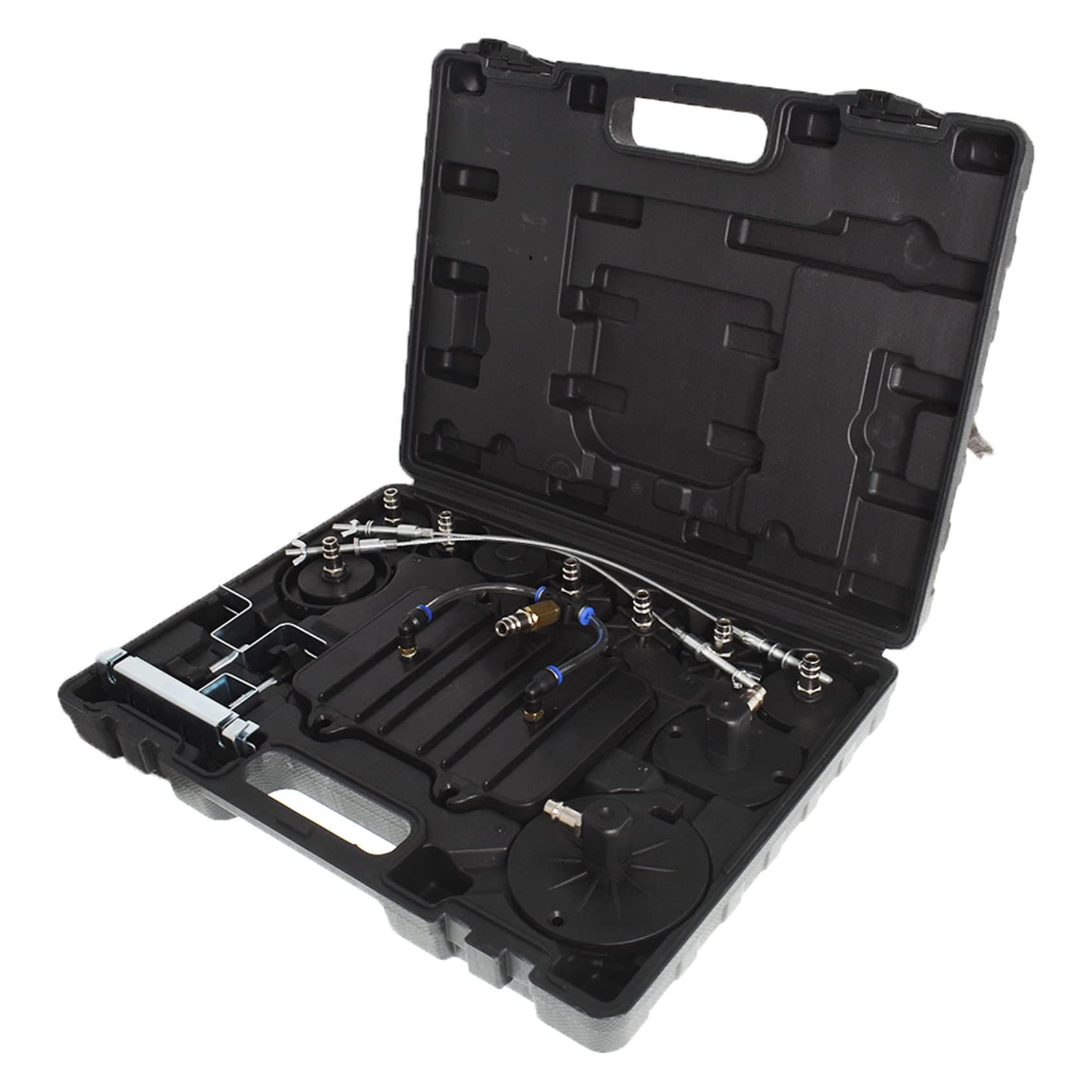 Pneumatic Brake Bleeder Kit - Professional Pressure Bleeder Tool Set with Waste Oil Collection Bottle & Master Cylinder Adapters (10-140 PSI, Blue) - Ideal for Car, Truck & Motorcycle Brake System Maintenance
