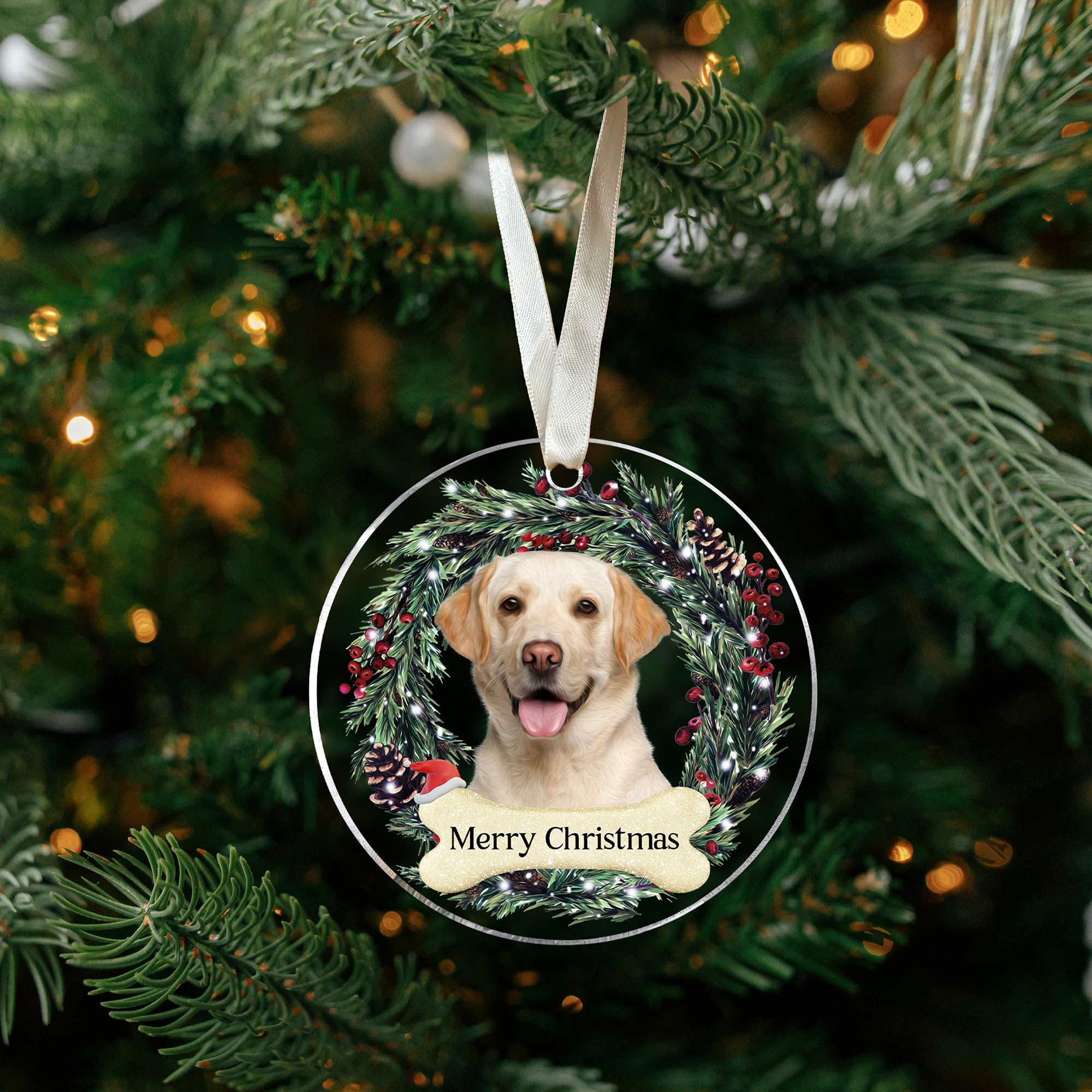 Labrador Retriever Christmas Ornament - Acrylic Dog Lover Gift for Women | Pet Memorial Keepsake, Holiday Tree Decoration & Labrador Owner Present 2023