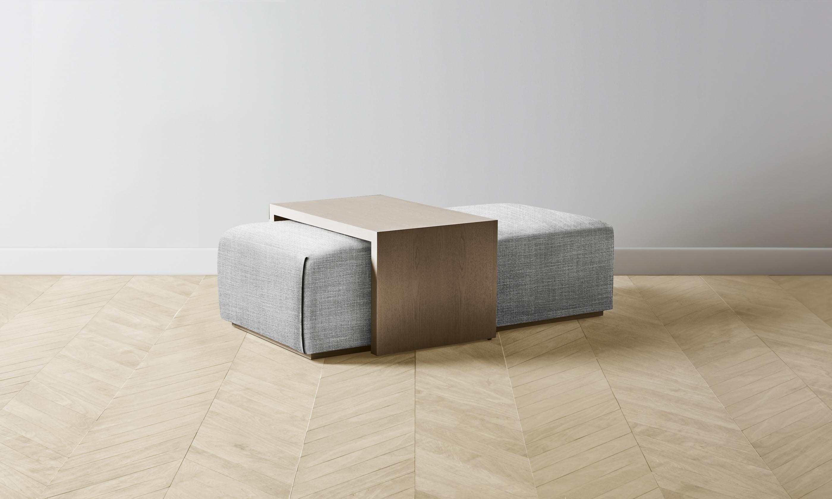 The Bowery Ottoman - Performance Textured Tweed Alpine - Modern Living Room Accent Chair with Storage for Small Spaces