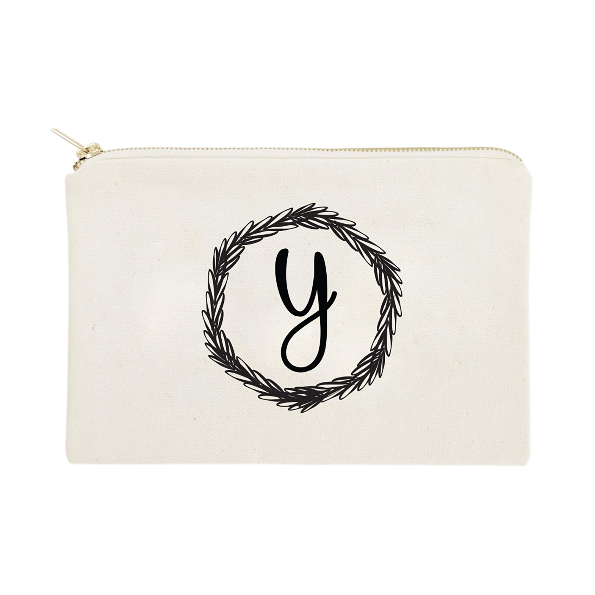 Personalized Monogram Initial Y Cosmetic Bag - Cotton & Canvas Travel Makeup Pouch for Women | Perfect for Travel, Gym & Everyday Use