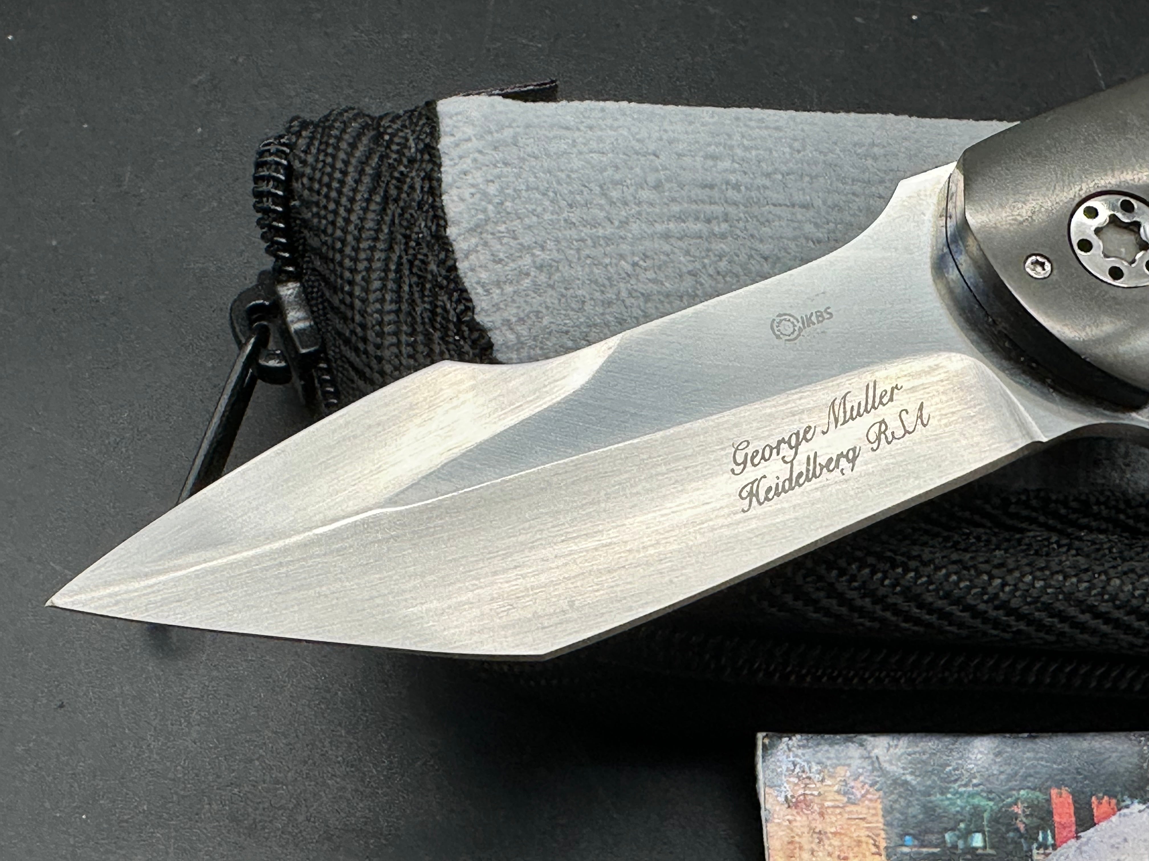 Custom George Muller LL AA Folding Knife - M690 Satin Blade, Blue Lightning Strike Carbon Fiber Scales - EDC, Outdoor, Camping, Survival Gear