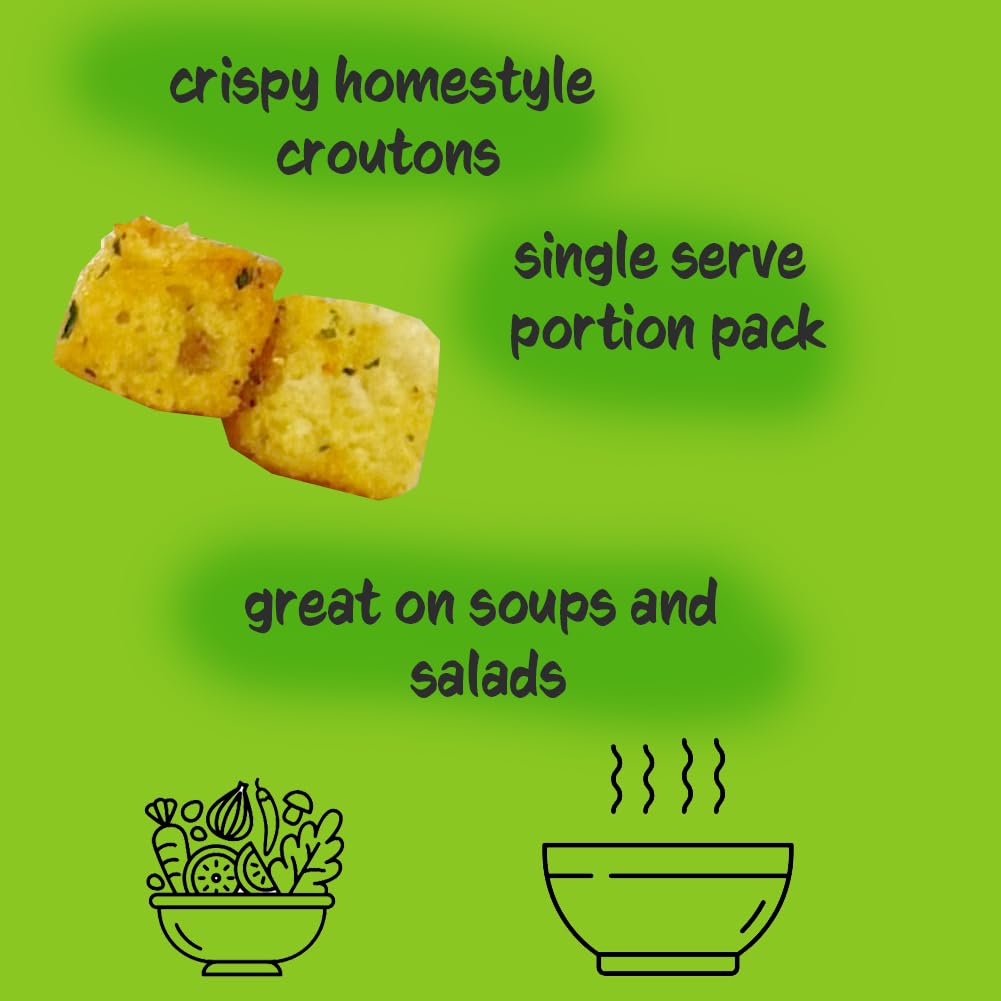 25-Pack Mini Seasoned Croutons - Perfect for Soups & Salads | Individual Portion Packs for Restaurants, Catering & Home Use