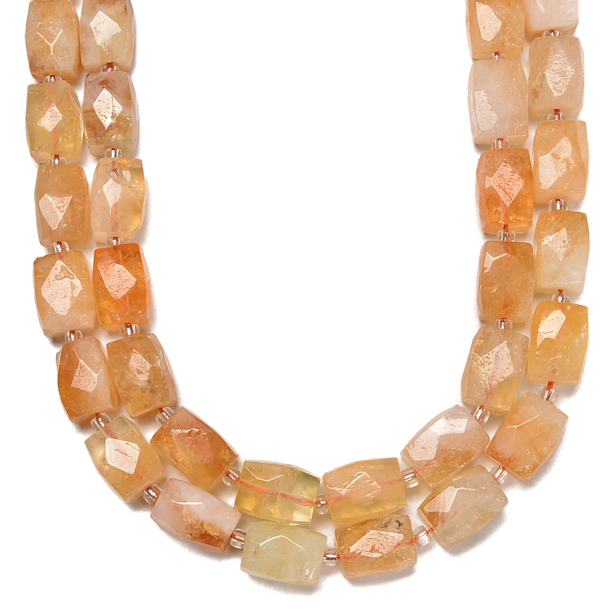 Natural Citrine Faceted Rectangle Barrel Beads 12x16mm - 15.5
