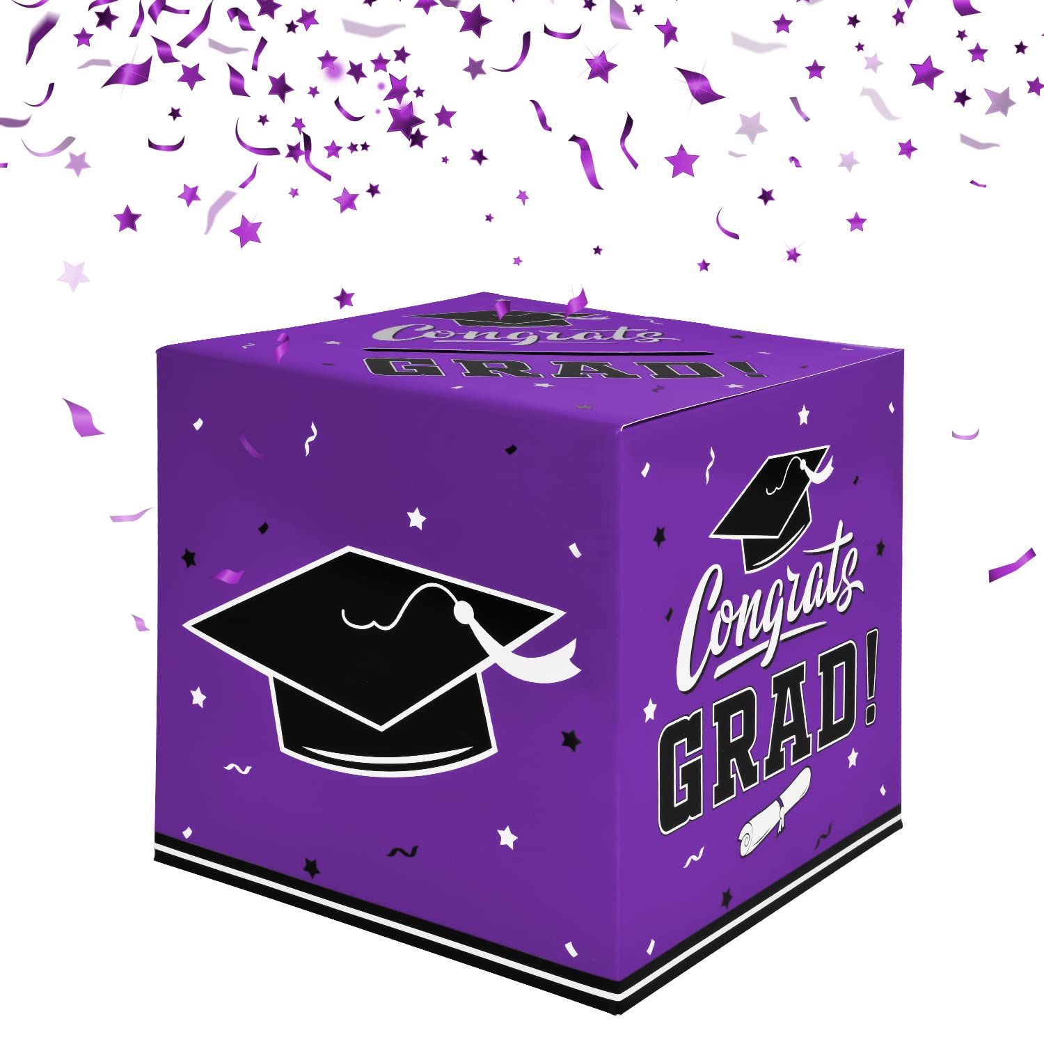 Graduation Party Decorations Set - Graduation Gift Box, Card Box & Party Favors in Purple | Perfect for Graduation Celebrations, School Events & Photo Backdrops