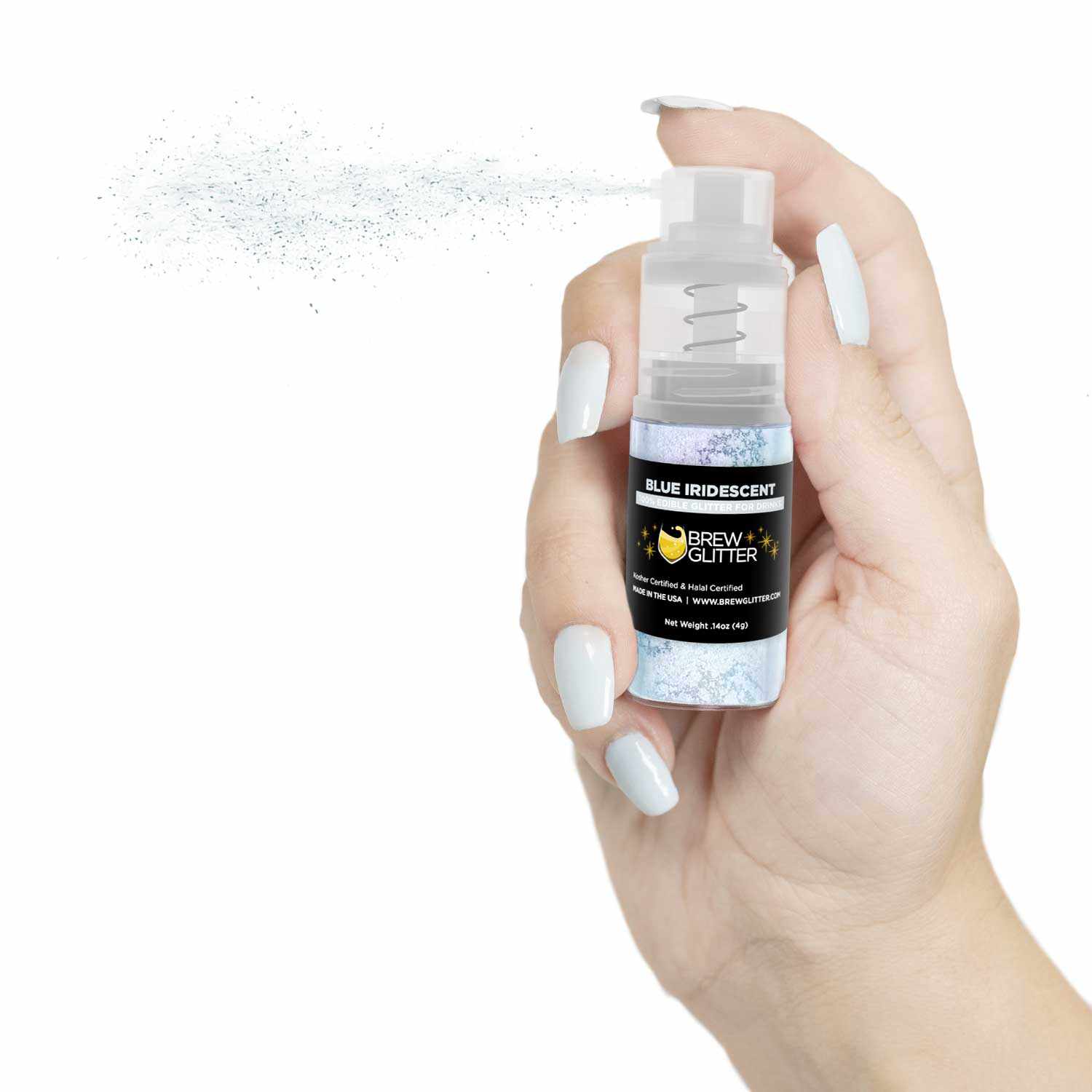 Wholesale Blue Iridescent Beverage Glitter Mini Spray Pump - Edible Cake & Drink Decorations for Parties, Weddings, and DIY Crafts