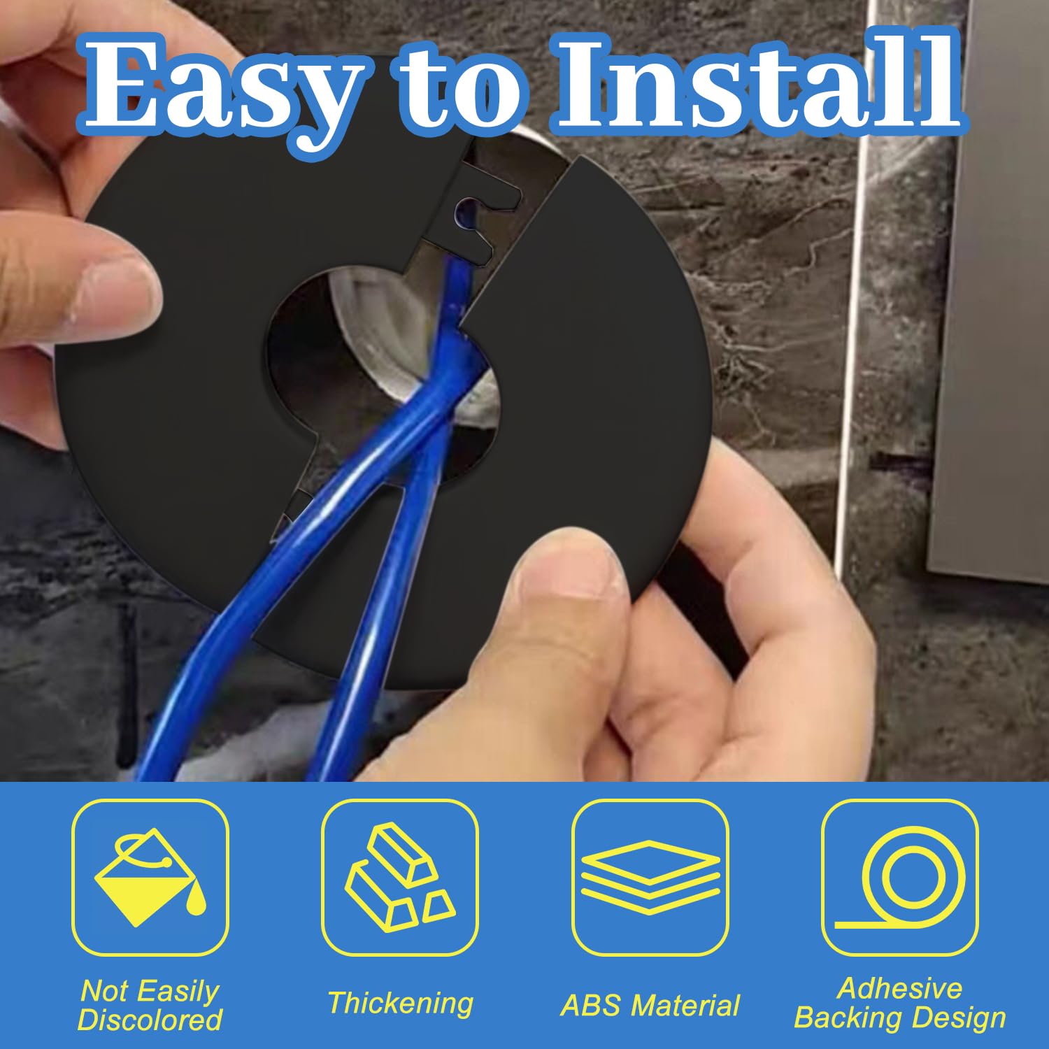 2Pcs Black ABS Wall Split Flange for 2