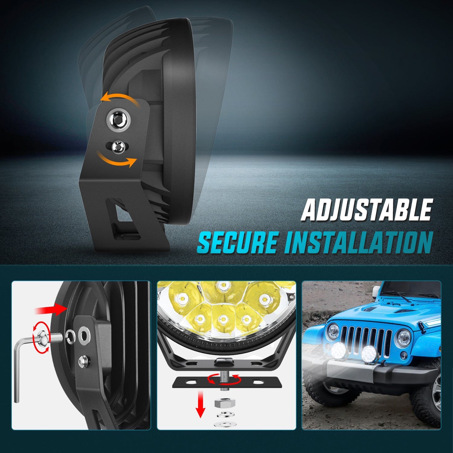 7Inch 90W Round Offroad LED Light Bar with Yellow/Black Covers - Hyper Spot Beam Work Light Pair for Trucks, ATVs, UTVs - Includes 14 AWG DT Connector Wiring Harness Kit - Perfect for Off-Roading, Night Driving & Worksite Lighting