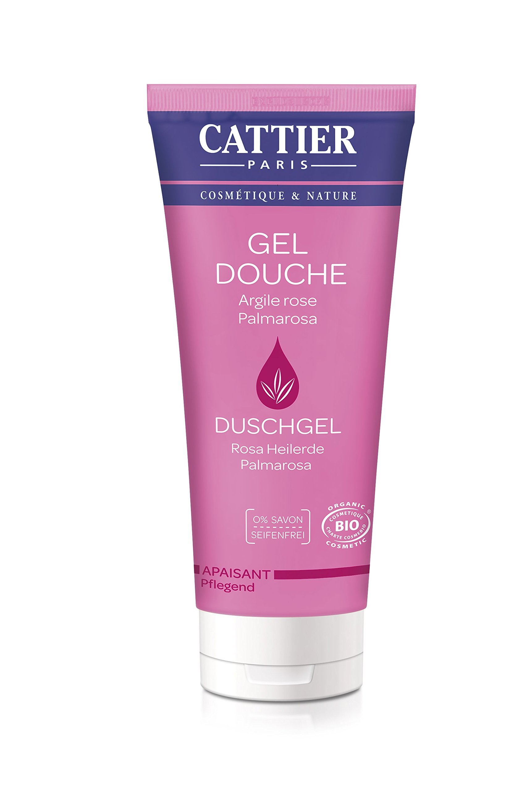Cattier Rose Palmarosa Clay Shower Gel 200ml - Natural & Organic Body Wash for Sensitive Skin - Perfect for Daily Hydration & Relaxation