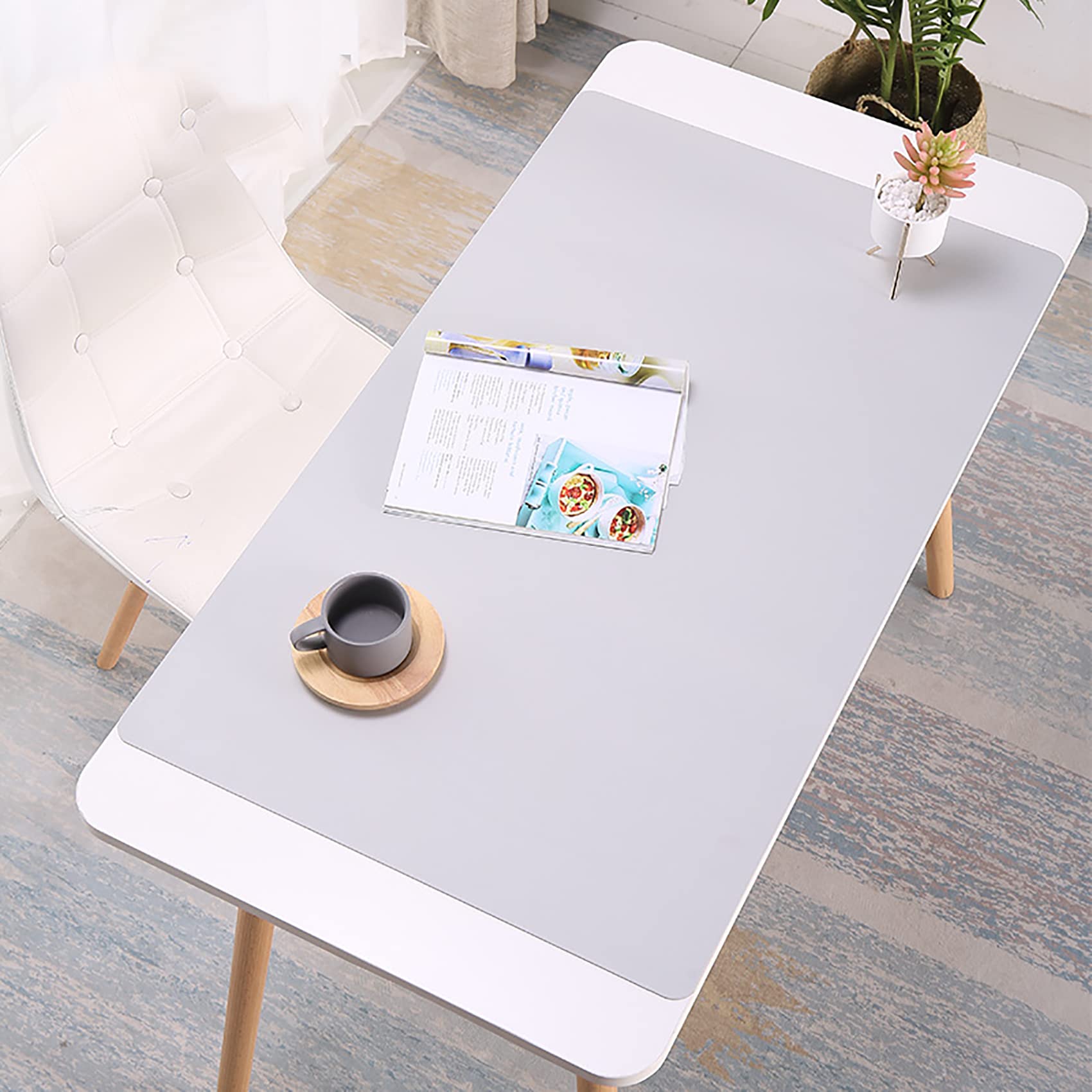 Premium Leather Desk Pad Protector - Non-Slip Mouse Pad & Office Table Mat for Laptop, Waterproof Writing Surface (60x30cm/23.6x11.8in, Grey) - Perfect for Home Office, Gaming Setup & Workspace Organization