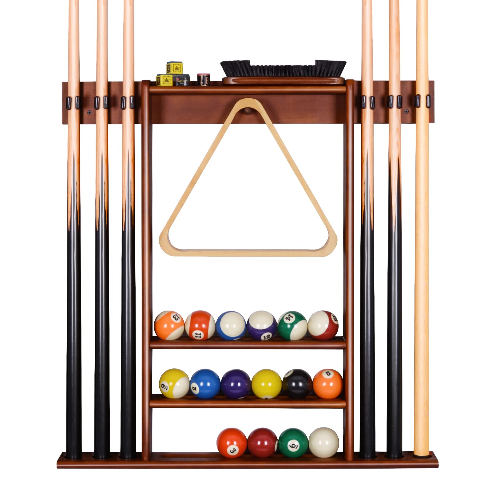 XCSOURCE Wall Mount Pool Cue Rack - 6 Slot Billiard Stick Holder for Home Game Rooms & Bars (Perfect for Organizing Pool Cues in Basements, Man Caves, and Billiard Halls)