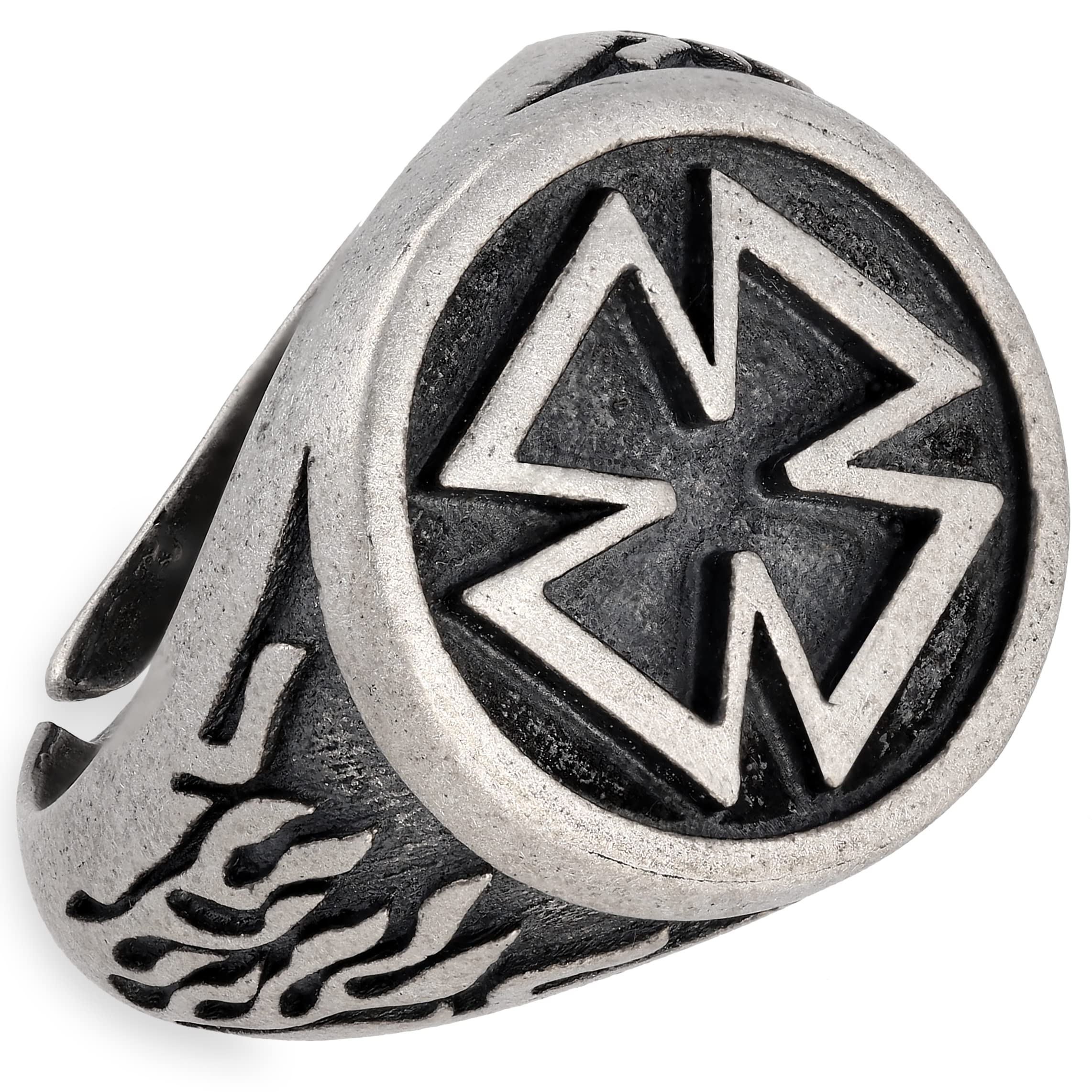 Handmade Sterling Silver Iron Cross Ring for Men - Medieval Gothic Punk Jewelry - Perfect for Rock Concerts, Gothic Fashion & Punk Style