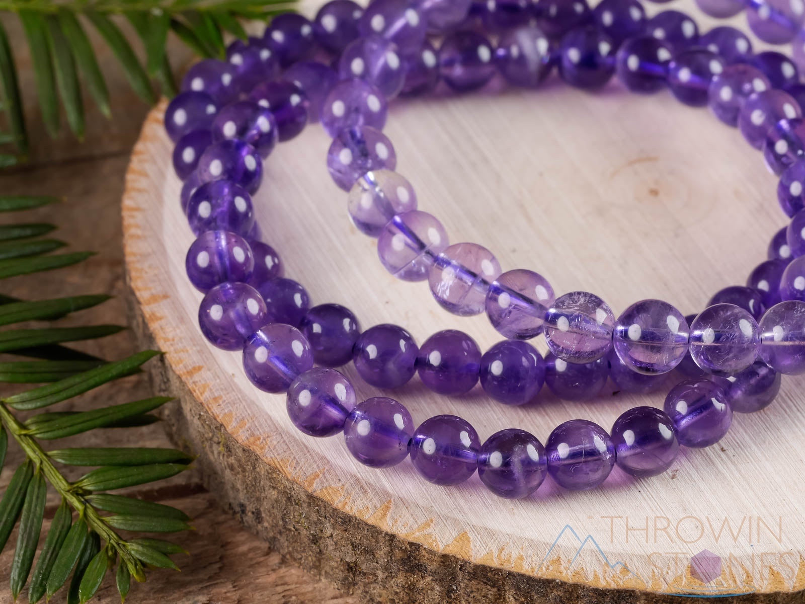 AMETHYST Crystal Bracelet - Round Beaded Healing Jewelry, Handmade Birthstone Bracelet (E0608) for Meditation, Energy Healing & Spiritual Gifts