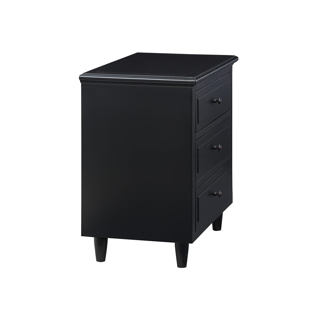 SOFTSEA Black Wood Nightstand with 3 Drawers - Small Dresser for Bedroom, Bedside Table, End Table with Storage - Perfect for Bedrooms, Living Rooms, and Small Spaces