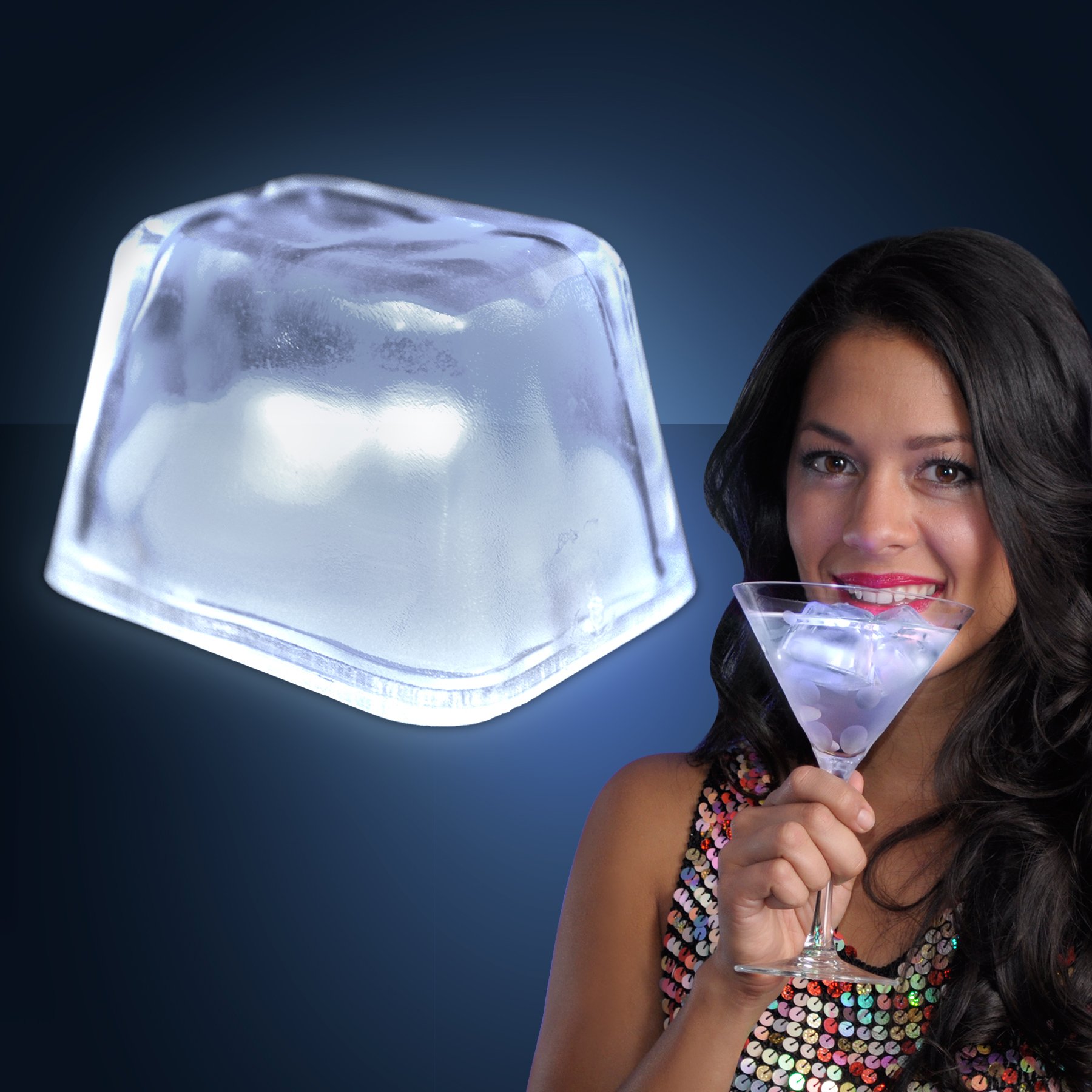 Glow in the Dark Ice Cubes - 12 Pack LED Light Up Ice Cubes for Drinks, Cocktails & Parties - Reusable & Battery Powered Cool Lighting Effects for Halloween, Christmas & Nightclub Events