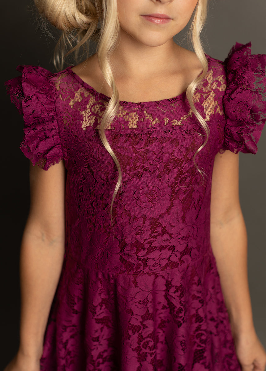 Angie Dress in Berry - Elegant Floral Midi Dress for Women | Perfect for Weddings, Parties & Special Occasions