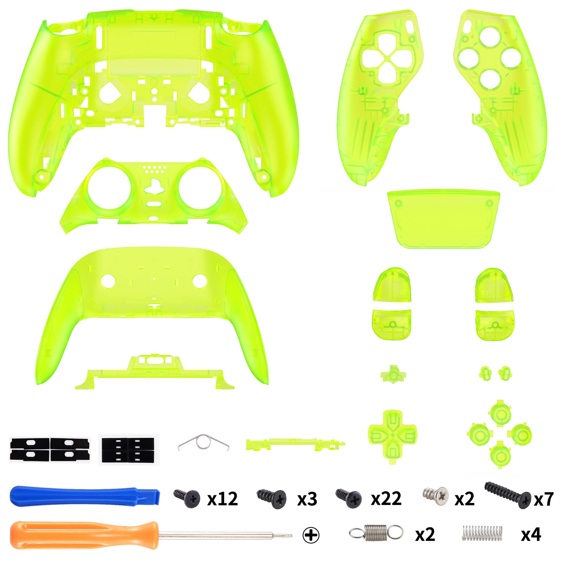 eXtremeRate Clear Lime Green Full Housing Shell with Buttons & Touchpad Cover for PS5 Edge Controller - Custom Replacement Front & Back Plates - Gaming Accessories for Enhanced PS5 Experience