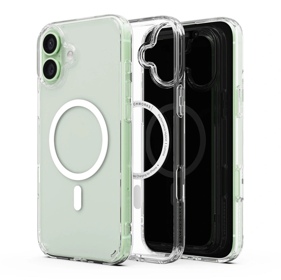 LUMINA iPhone 16 Clear Case with Patchwork Design - Protective Cover for iPhone 16 - Perfect for Everyday Use, Travel & Outdoor Activities