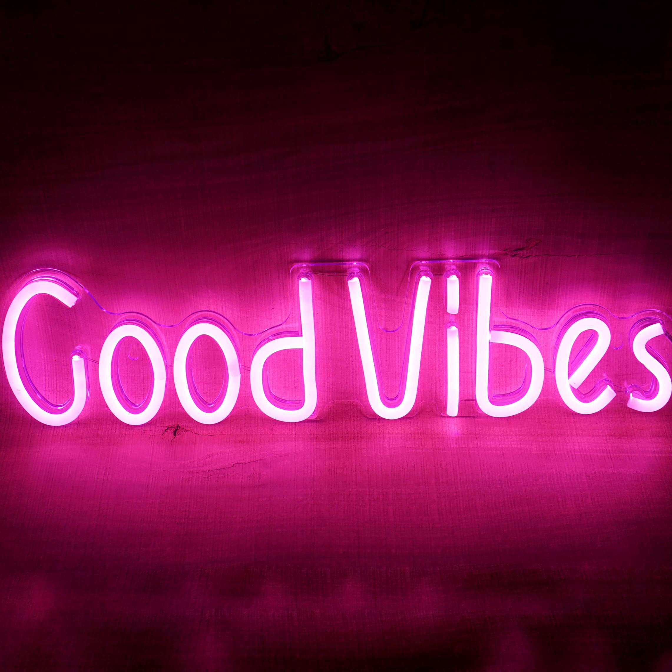 Custom DIY LED Neon Signs - Good Vibes Art Lights for Room, Bedroom, Bar, Pub, Hotel & Party Decor (19.6×4.9 Inch) - Perfect Wall Art for Restaurants, Weddings & Home Decoration