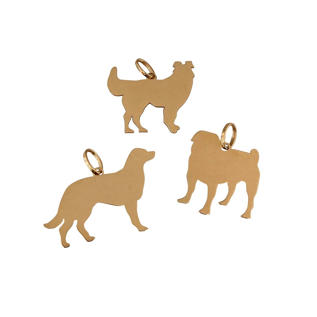 14K Yellow Gold Collie Dog Silhouette Charm Pendant Necklace - Perfect for Pet Lovers, Dog Owners & Animal Jewelry Collectors - Great Gift for Birthdays, Anniversaries & Special Occasions