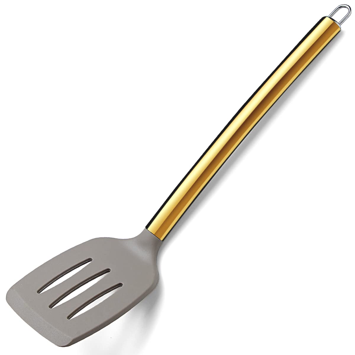 Premium Gold Plated Non-Stick Silicone Slotted Turner - Berglander Titanium Handle Cooking Spatula for Kitchen & BBQ | Dishwasher Safe & Easy to Clean | Perfect for Flipping Pancakes, Burgers & Grilling