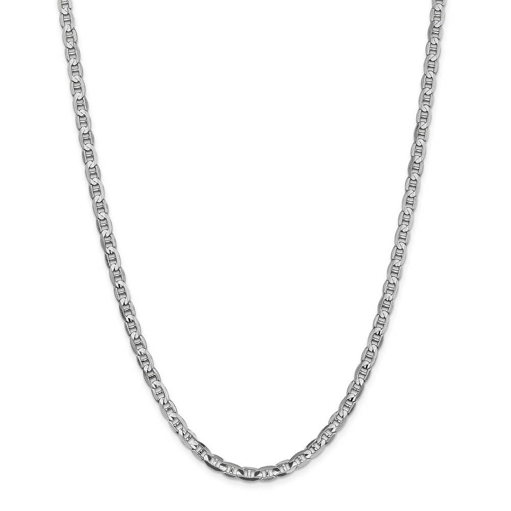 The Black Bow 4.4mm 14k White Gold Solid Concave Anchor Chain Necklace - Perfect for Elegant Evening Wear and Special Occasions