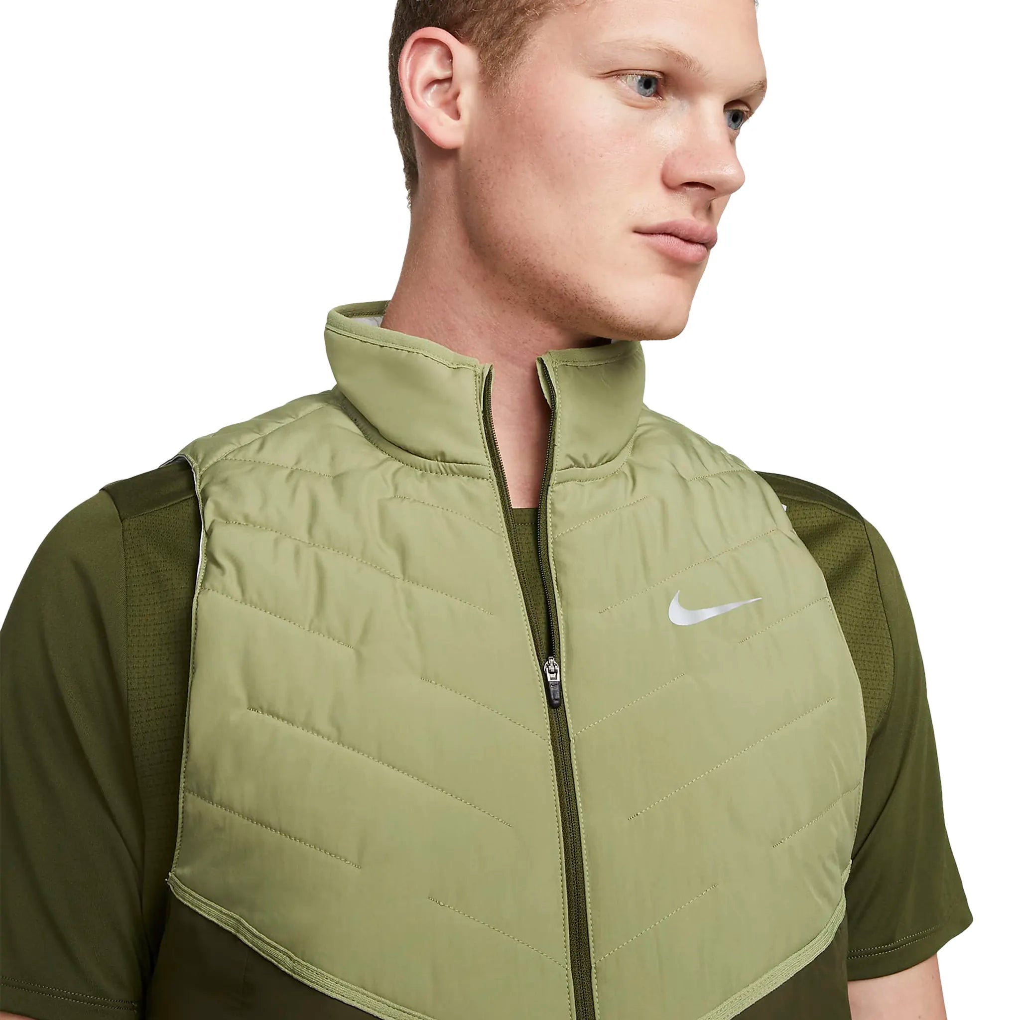 Nike Therma FIT Repel Green Vest - Lightweight Water-Resistant Running Jacket for Men - Perfect for Outdoor Jogging, Hiking & Cold Weather Activities