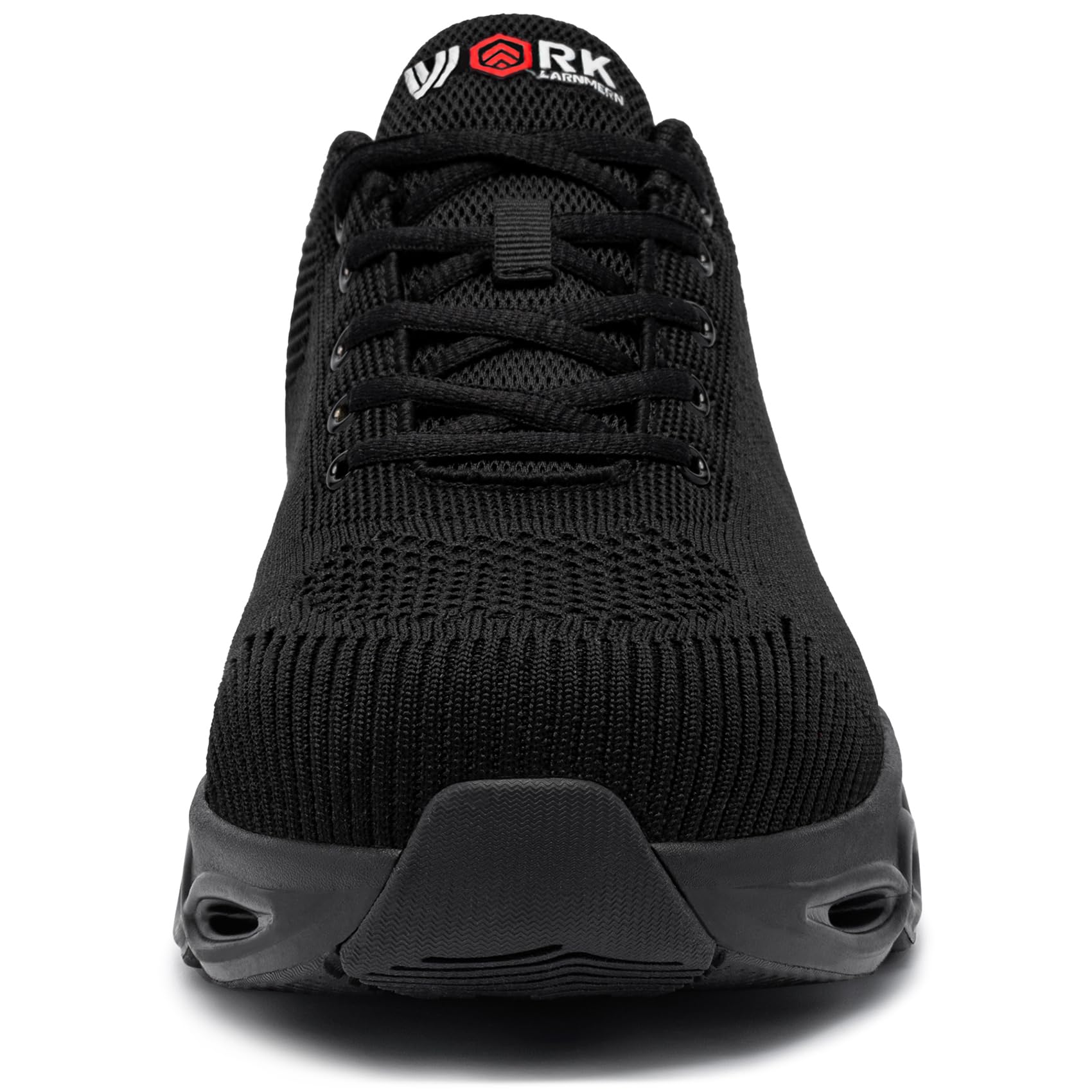 LARNMERN Steel Toe Shoes for Men & Women - Lightweight Safety Work Sneakers with Cushioning, Breathable & Comfortable Design - Ideal for Construction, Warehouse & Outdoor Work (Pure Black, Size 9)