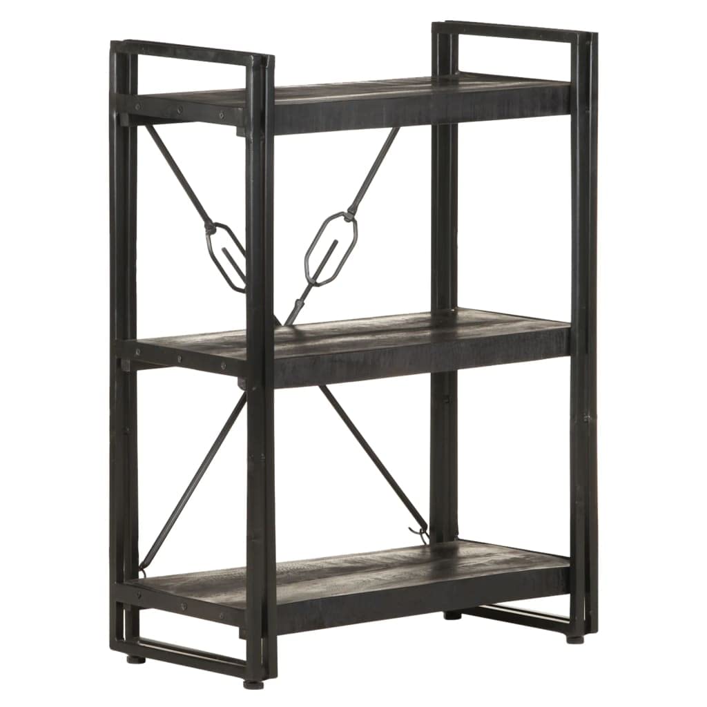 3-Tier Bookcase & Bookshelf - Solid Mango Wood Display Storage Shelf for Bedroom, Living Room & Office - 23.6
