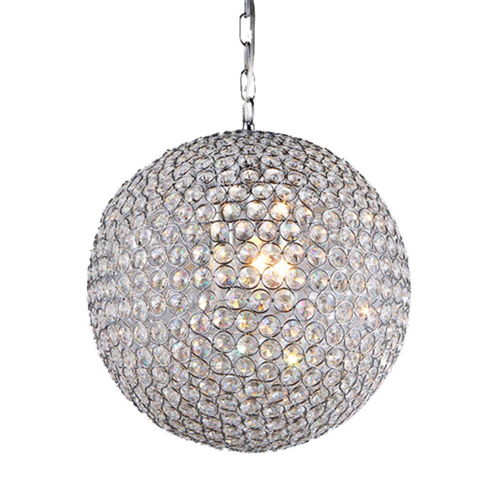 Modern Simple Design Crystal Hollow Out Ball Dining Room Ceiling Pendant Light - Chrome Gold Chandelier Fixture for Restaurant Balcony Porch Corridor (40cm, Silver) | Elegant Lighting for Home Dining & Commercial Spaces
