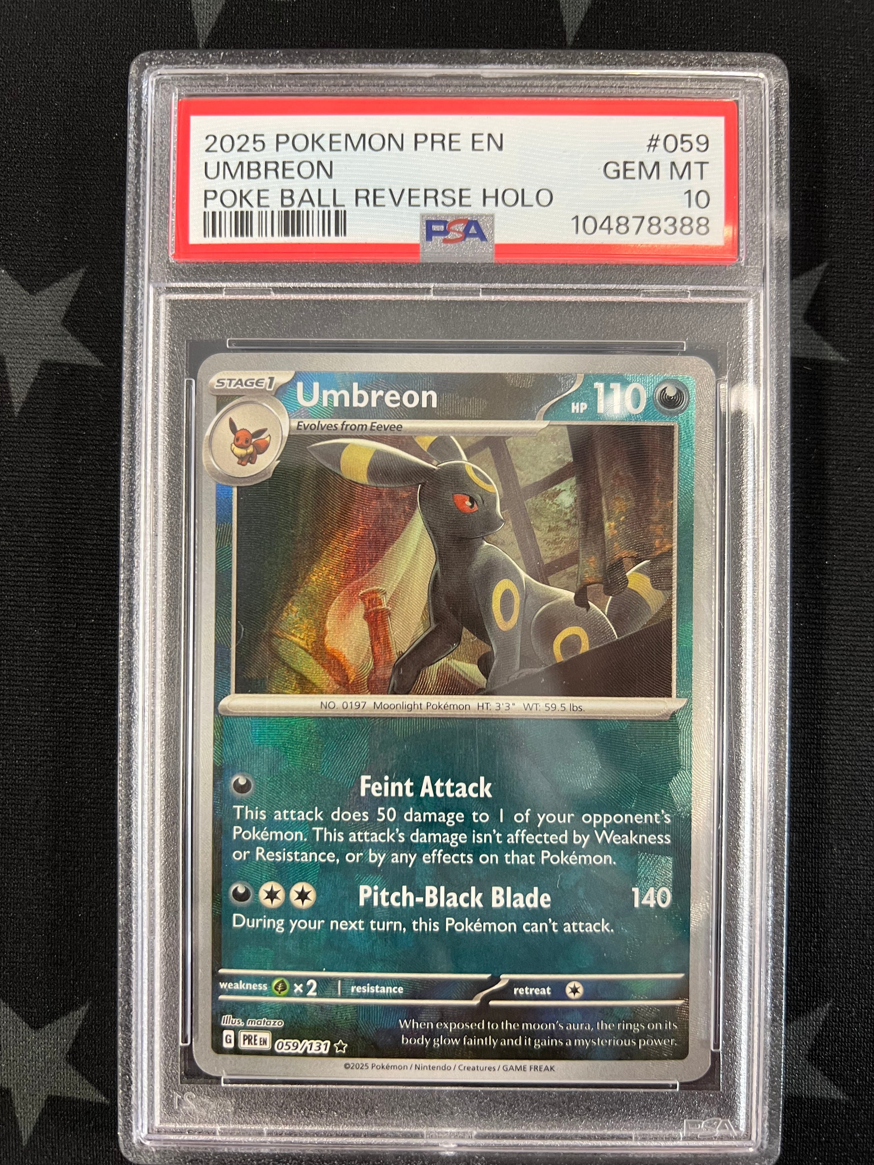 2025 Pokemon Umbreon 059/131 PSA GEM MT 10 Graded Trading Card - Rare Collectible for Pokemon TCG Players & Investors | Perfect for Display, Gaming & Investment Portfolios