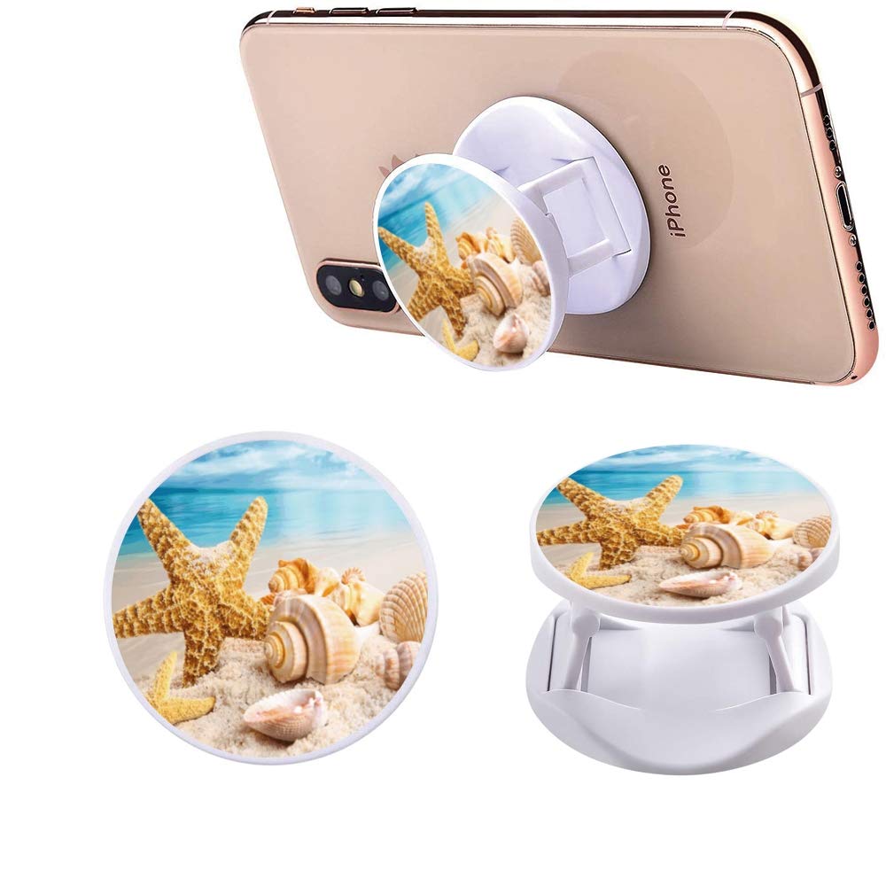 3 Pack Starfish Shell Phone Holder - Expandable Grip Stand for Smartphones & Tablets - Beach Travel Use