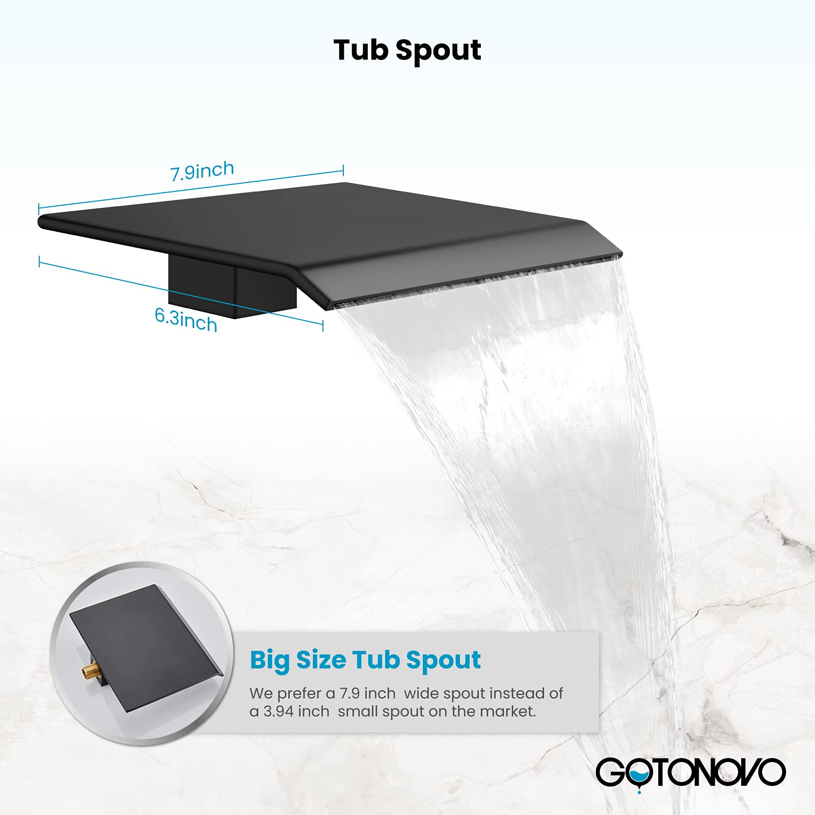 Gotonovo Matte Black 12 Inch Ceiling Mount Shower System - Rain Shower Head & Handheld Combo with Waterfall Tub Spout, Rough-in Valve Kit Included for Luxurious Bathroom Upgrade | Perfect for Modern Home, Spa Experience, and Relaxing Shower Time