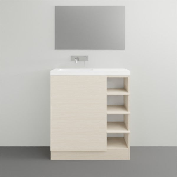ADP Petite Shelf Vanity with Kickboard - Compact Bathroom Storage Organizer for Small Spaces, Perfect for Makeup & Skincare Essentials | Ideal for Apartments, Dorms & Powder Rooms