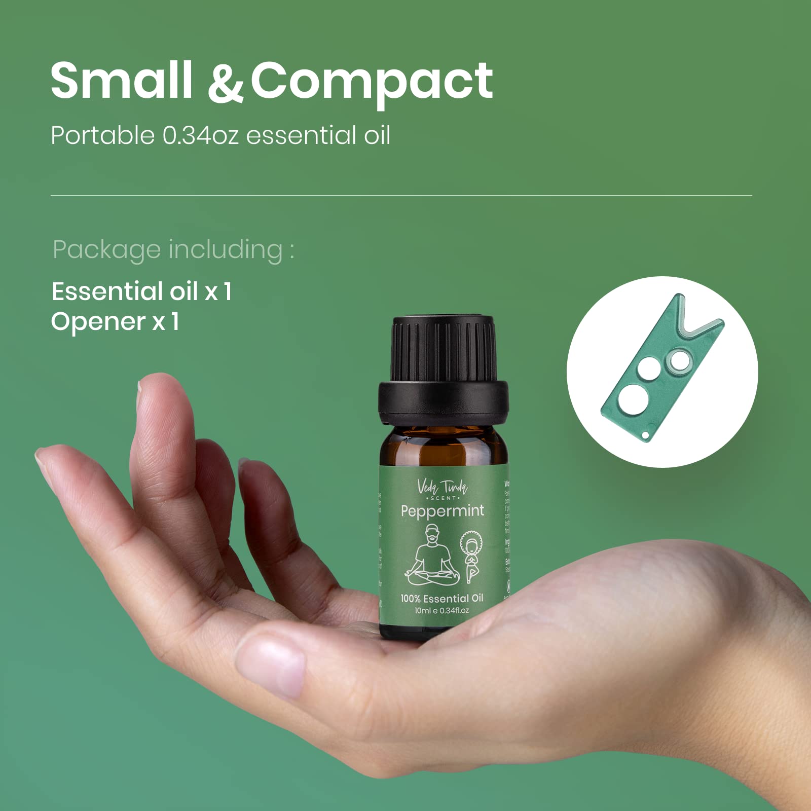 Natural Peppermint Essential Oil for Hair Growth & Aromatherapy - 0.34 fl oz (10ml) - Refreshing Scent for Diffusers, Massage & Stress Relief