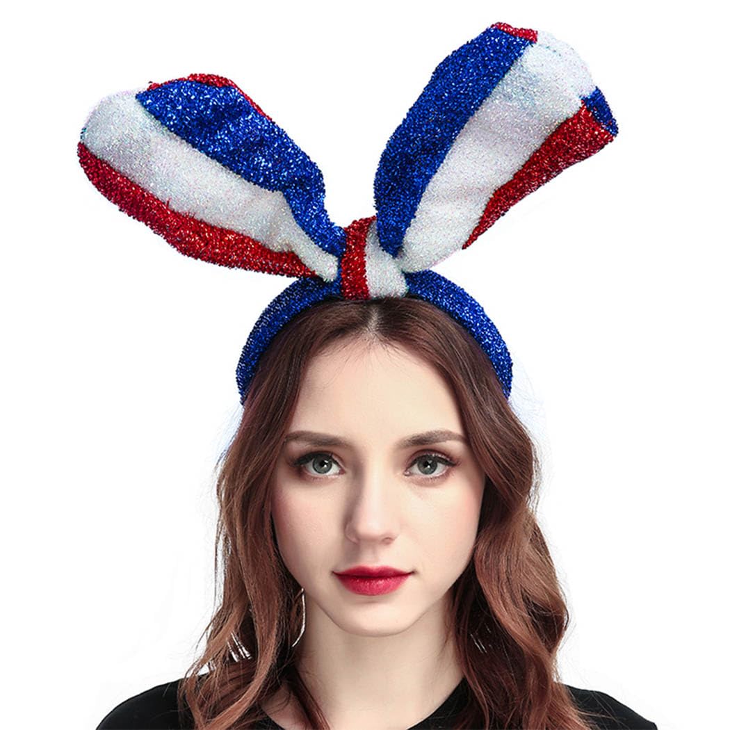 Gangel Patriotic 4th of July Headband - Red White & Blue Hair Accessories for Women, Independence Day Festival Bow Hairband - Perfect for BBQ Parties, Parades & Summer Celebrations