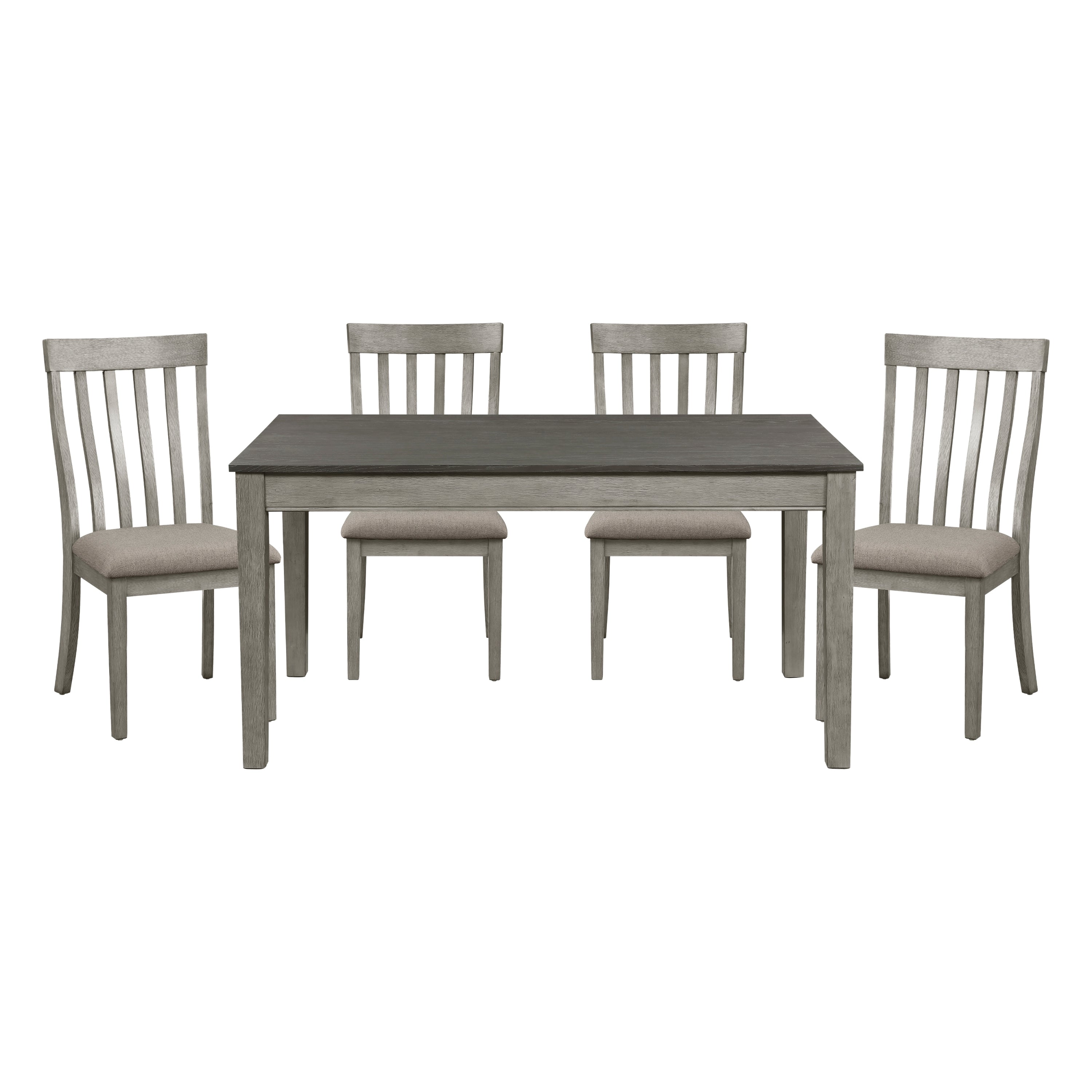 2-Piece Wooden Dining Chairs Set with Wire Brushed Light Gray Finish & Vertical Slat Back Design - Modern Kitchen & Dining Room Furniture for Home Decor