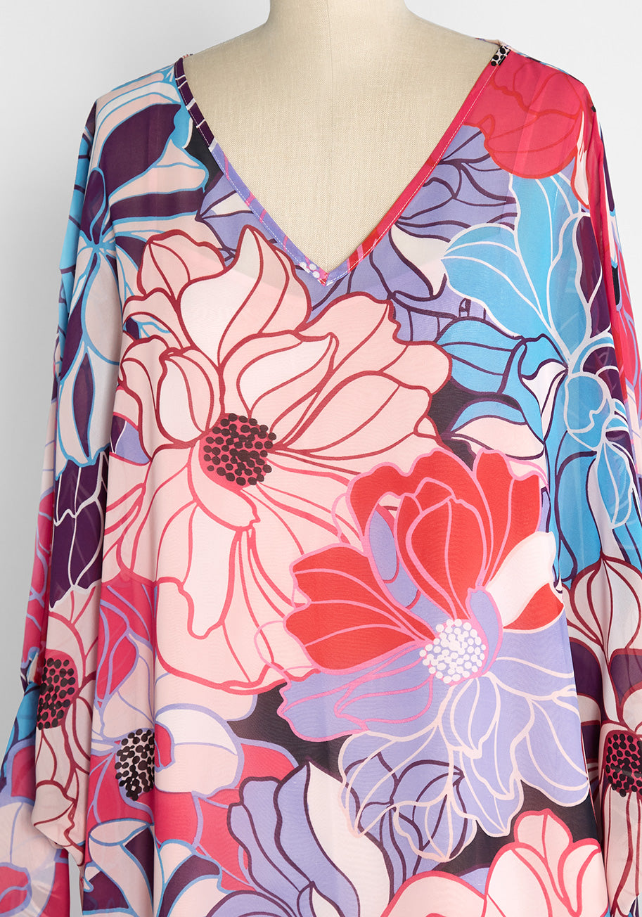 Bright and Splashy Maxi Dress for Women - Floral Summer Beach Dress with Pockets | Perfect for Vacations, Pool Parties & Tropical Getaways