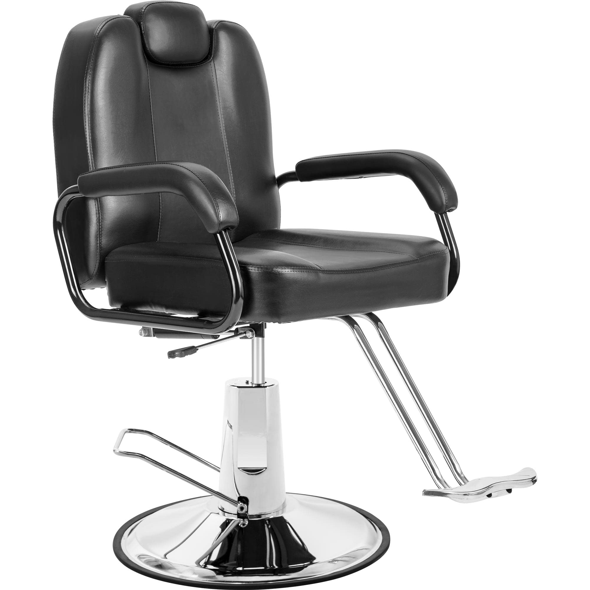 Professional Hydraulic Barber Chair - Heavy Duty Reclining Salon Styling Chair with Adjustable Height for Hair Stylists, Beauty Salons & Spas | Durable Black & Red Design | Perfect for Haircuts, Shaves & Styling Services