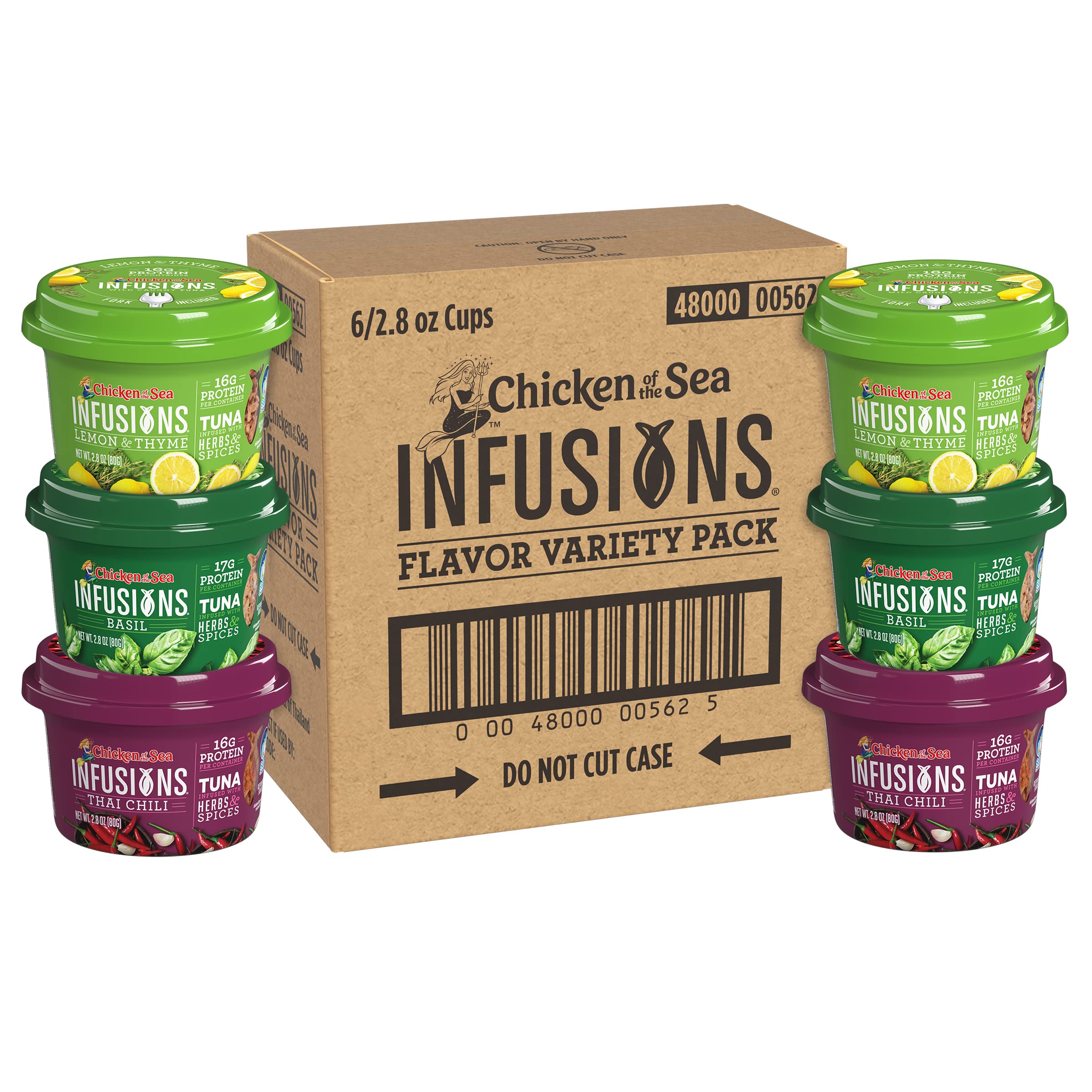 Chicken of the Sea Infusions Wild Caught Tuna Cups - 2.8 Ounce (Pack of 6) - 3 Flavor Variety Pack - Perfect for Salads, Sandwiches & Quick Protein Snacks